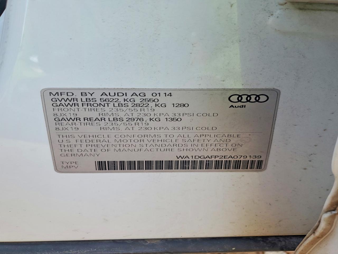 2014 Audi Q5 Premium Plus White vin: WA1DGAFP2EA079139