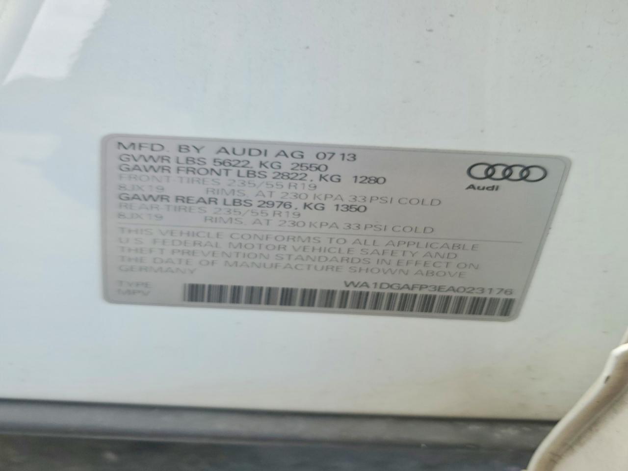 2014 Audi Q5 Premium Plus White vin: WA1DGAFP3EA023176