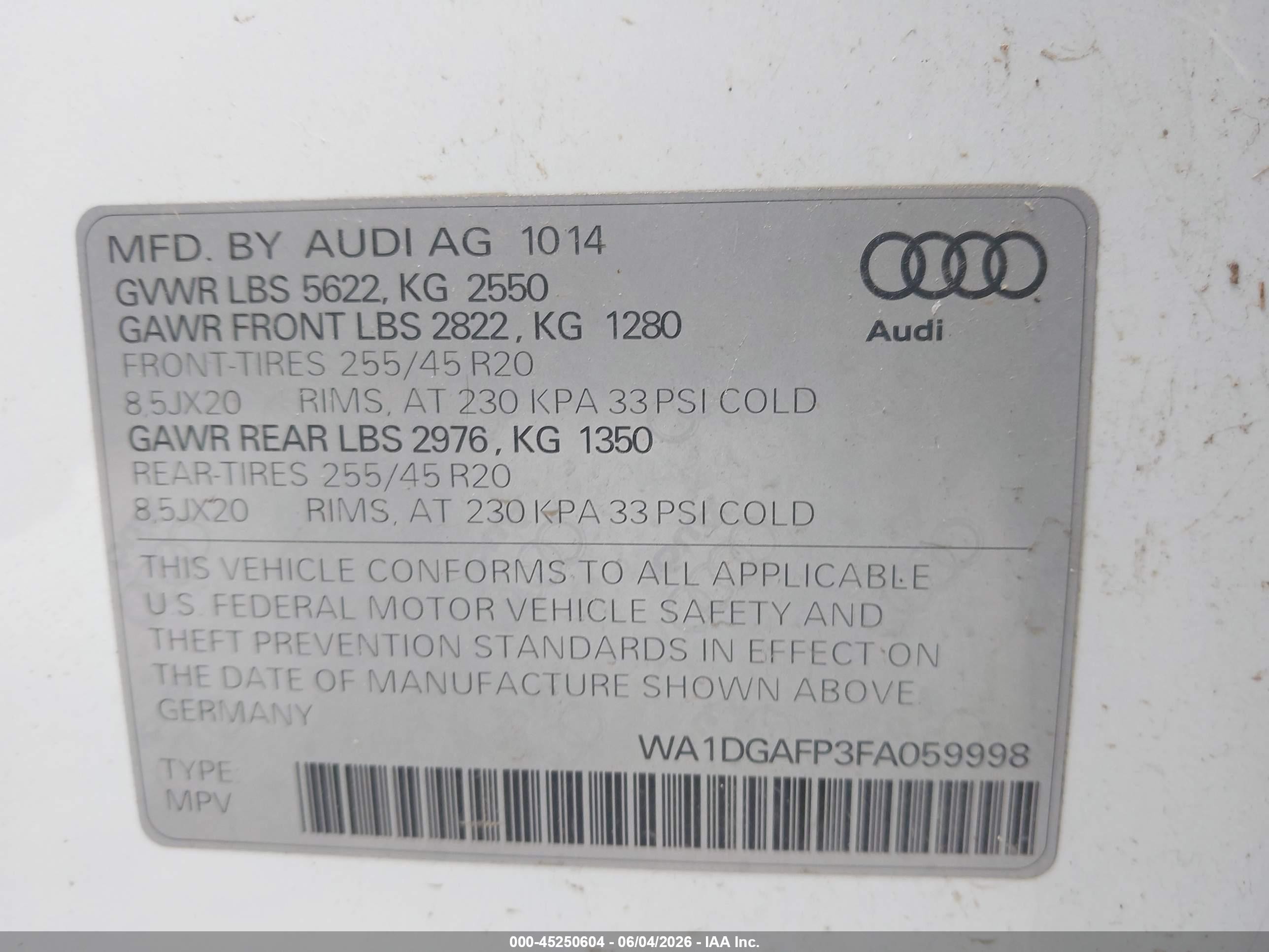 2015 Audi Q5 3.0t Premium Plus White vin: WA1DGAFP3FA059998