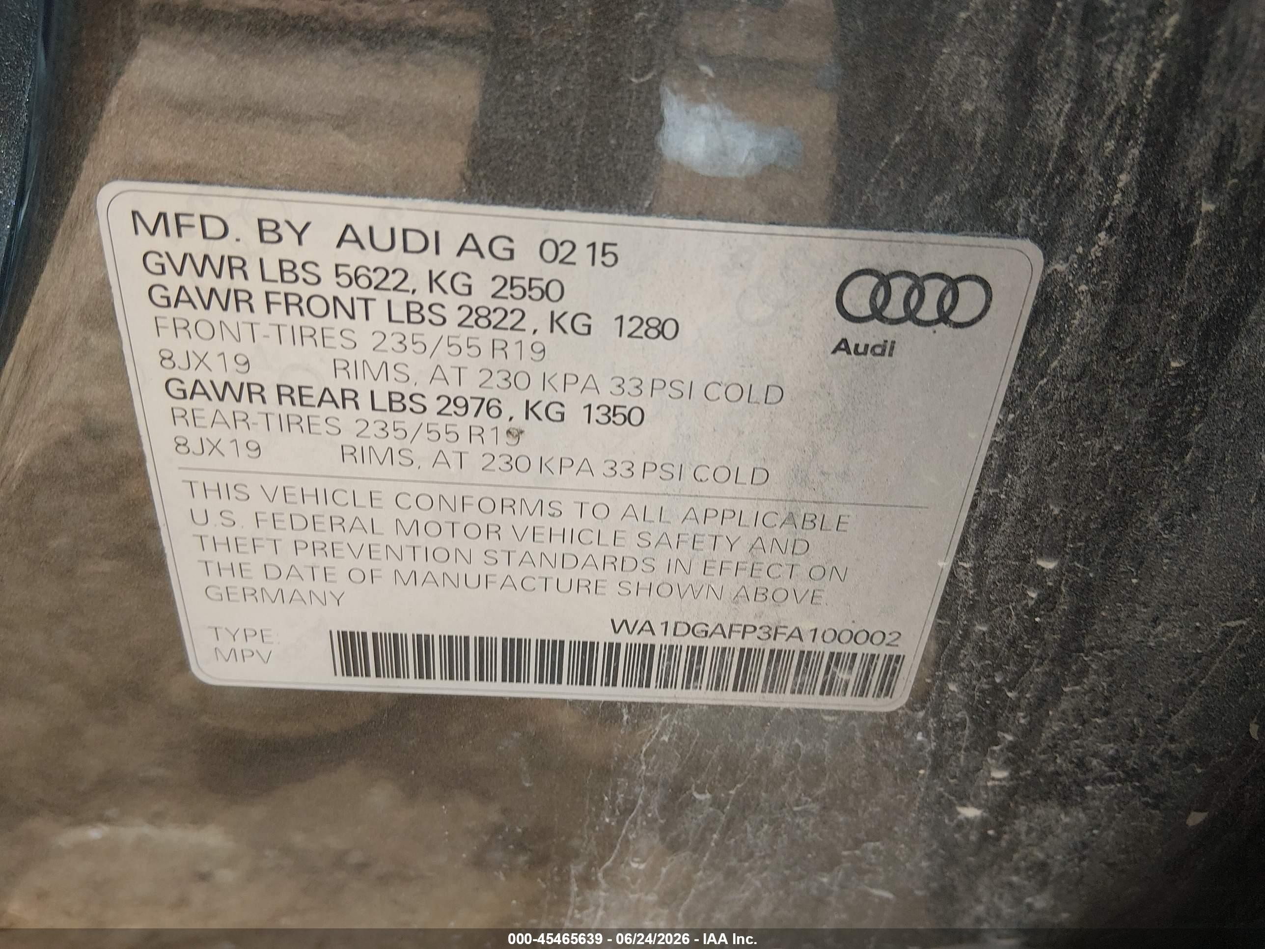 2015 Audi Q5 3.0t Premium Plus Gray vin: WA1DGAFP3FA100002