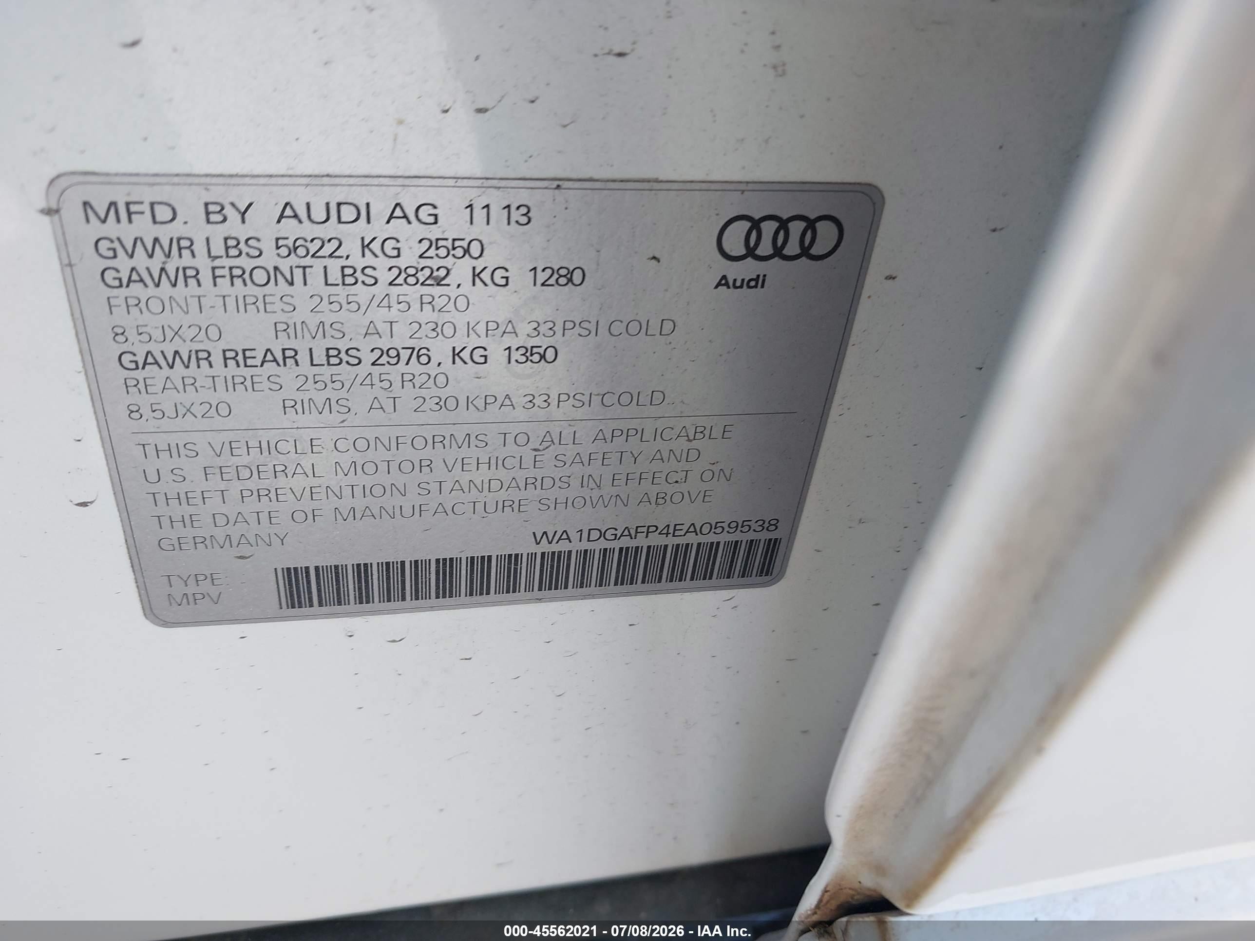 2014 Audi Q5 3.0t Premium Plus White vin: WA1DGAFP4EA059538