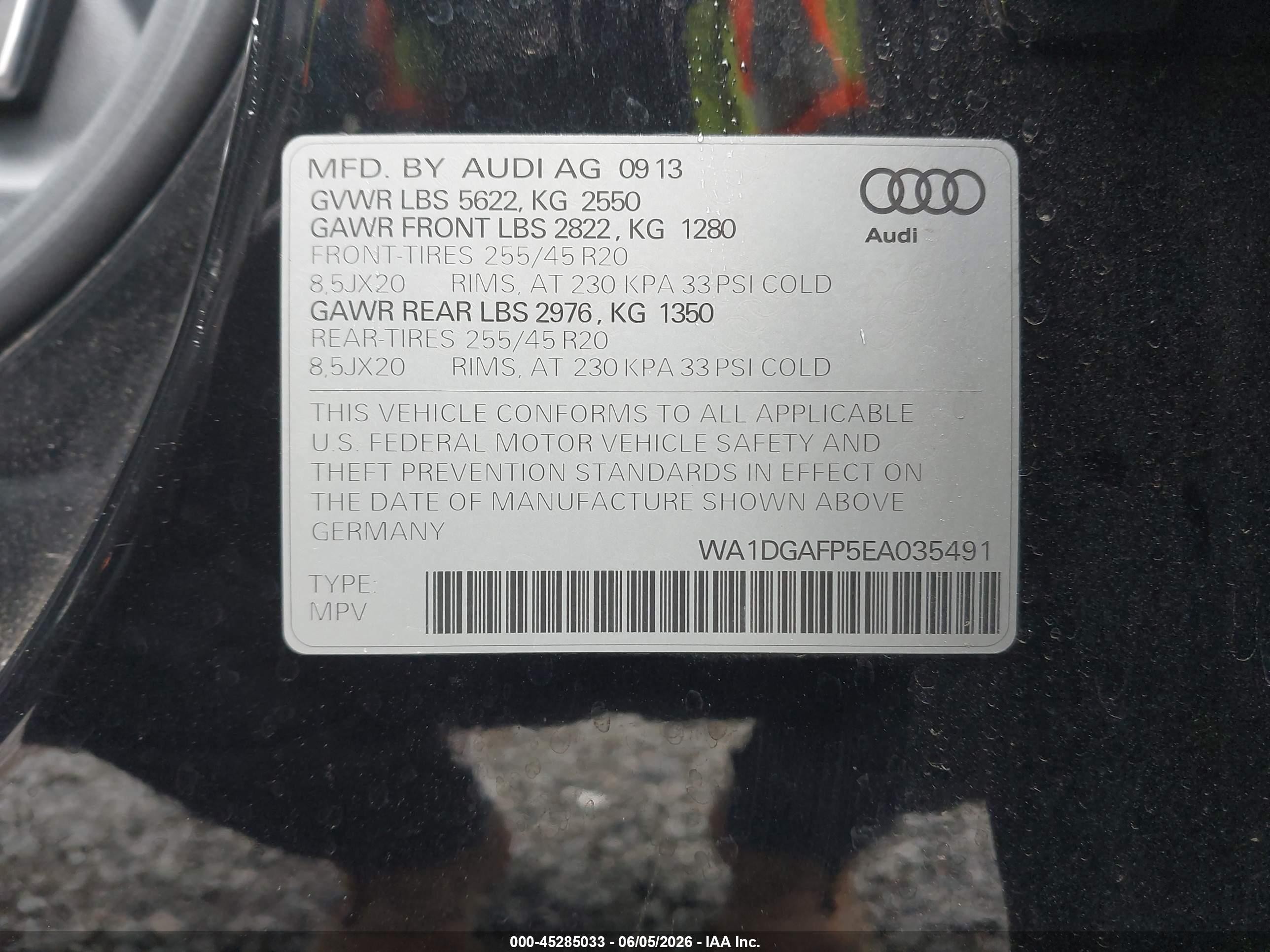 2014 Audi Q5 3.0t Premium Plus Black vin: WA1DGAFP5EA035491