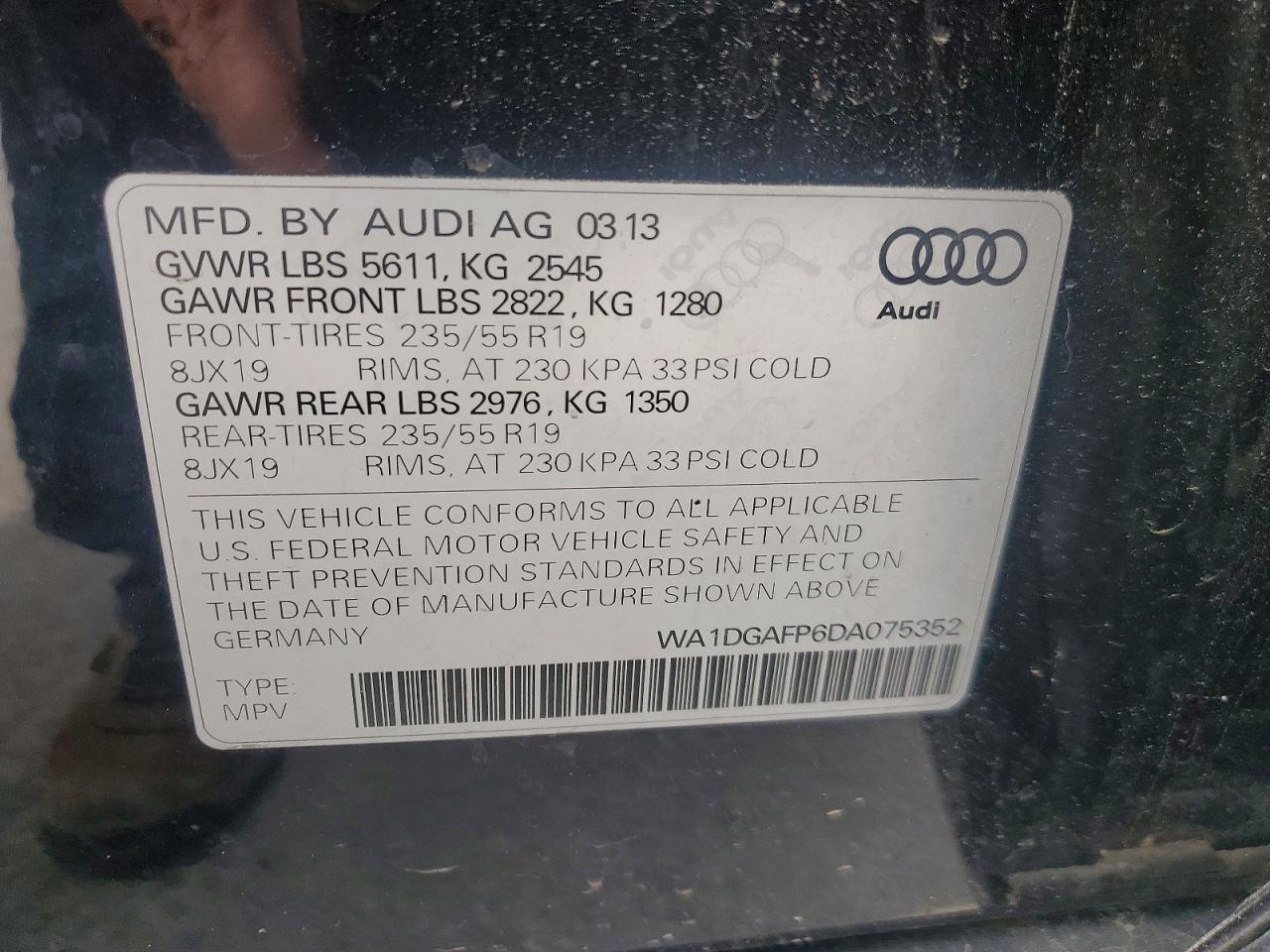 2013 Audi Q5 Premium Plus Black vin: WA1DGAFP6DA075352