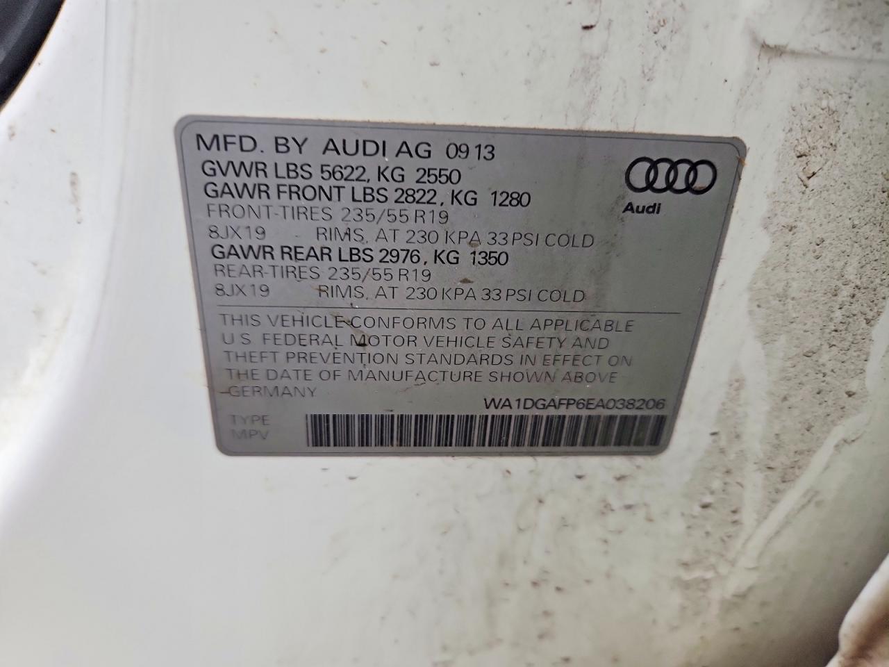 2014 Audi Q5 Premium Plus White vin: WA1DGAFP6EA038206