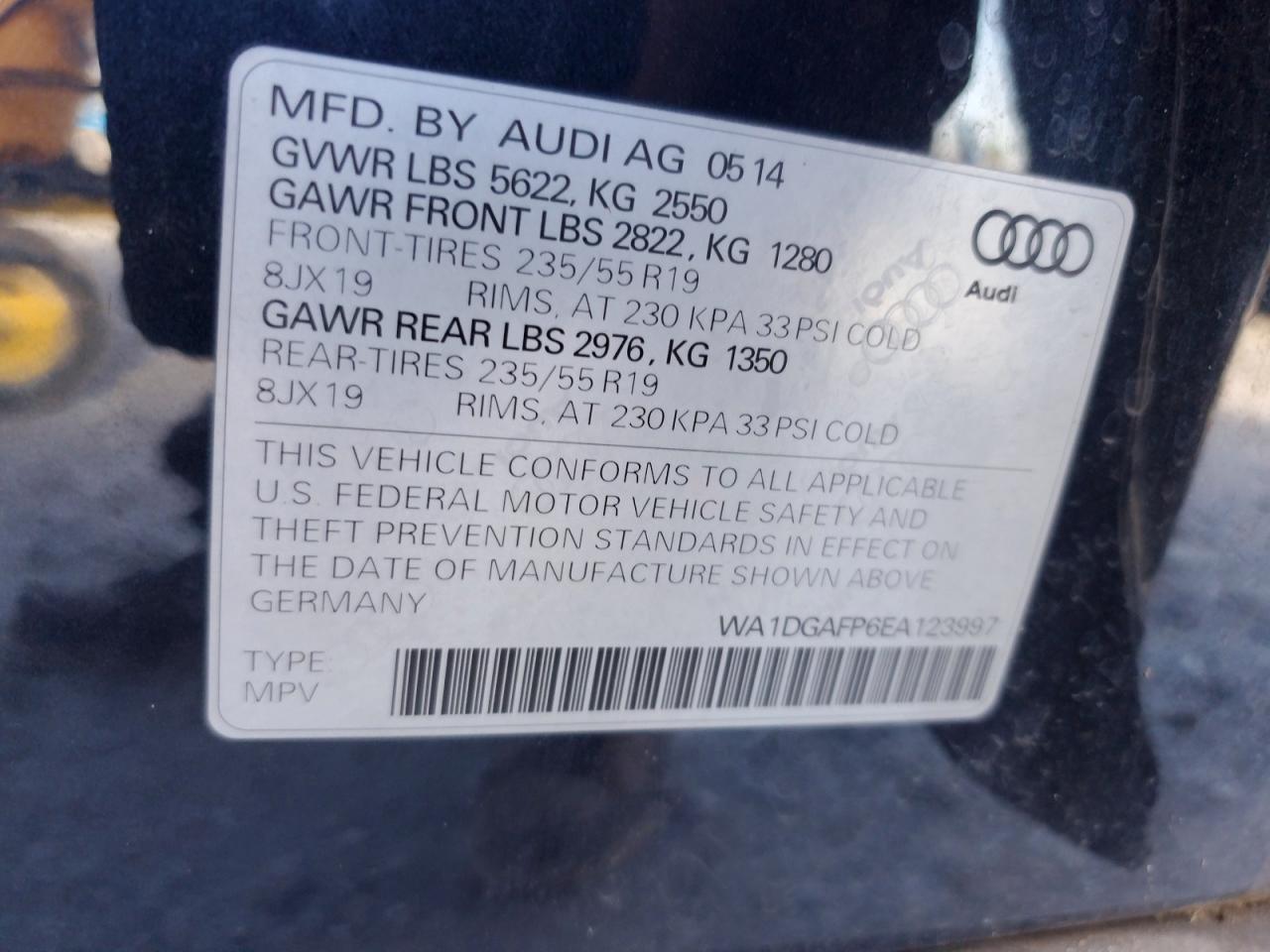 2014 Audi Q5 Premium Plus Charcoal vin: WA1DGAFP6EA123997
