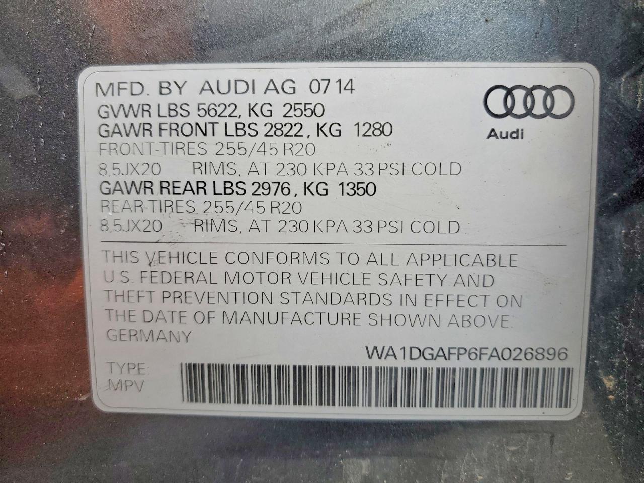 2015 Audi Q5 Premium Plus Gray vin: WA1DGAFP6FA026896