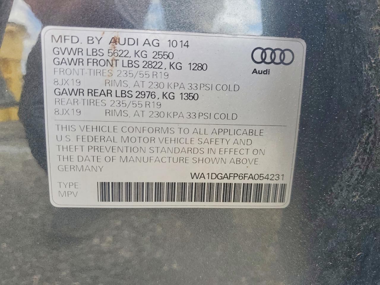 2015 Audi Q5 Premium Plus Серый vin: WA1DGAFP6FA054231