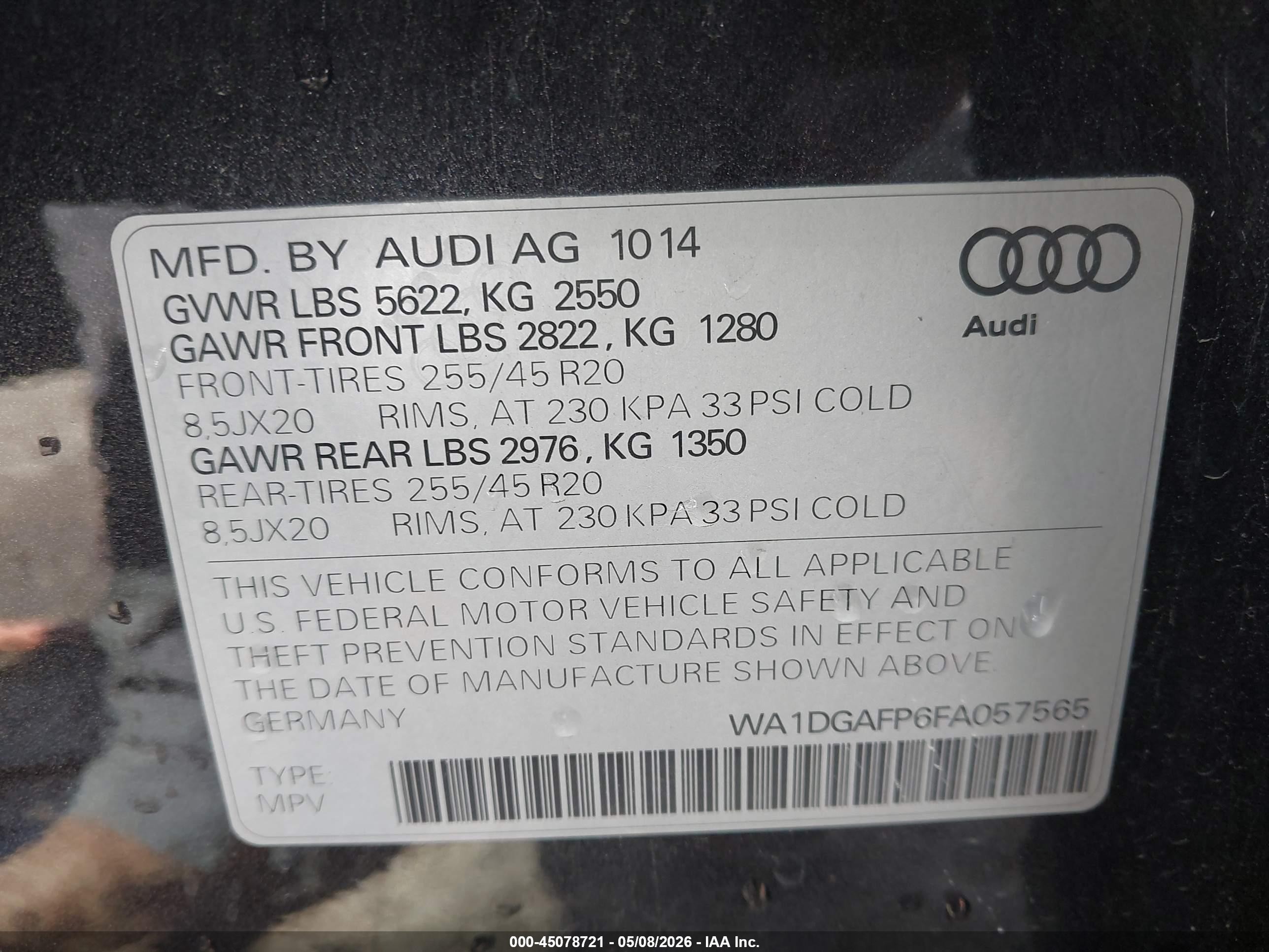 2015 Audi Q5 3.0t Premium Plus Gray vin: WA1DGAFP6FA057565