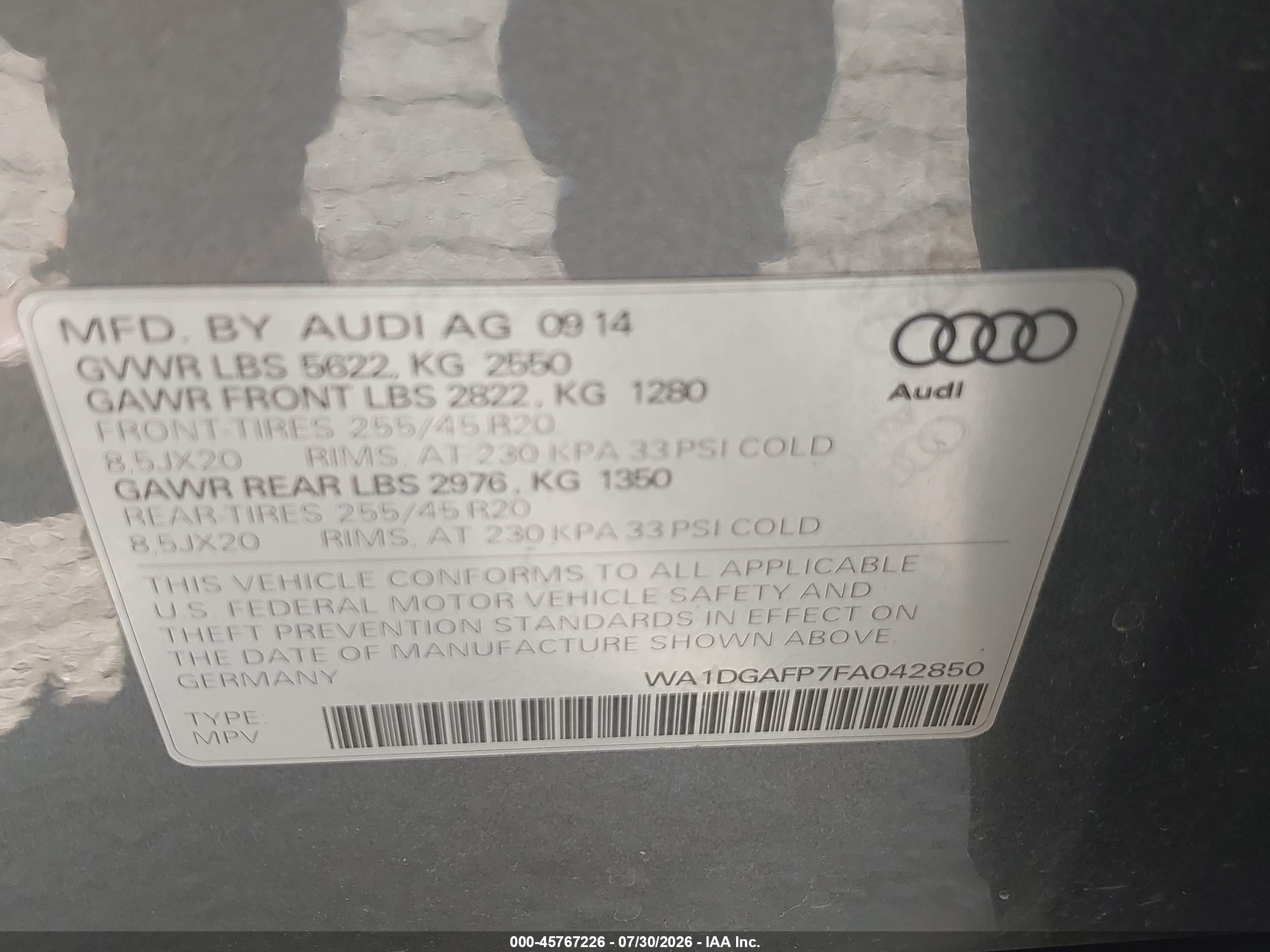 2015 Audi Q5 3.0t Premium Plus Gray vin: WA1DGAFP7FA042850