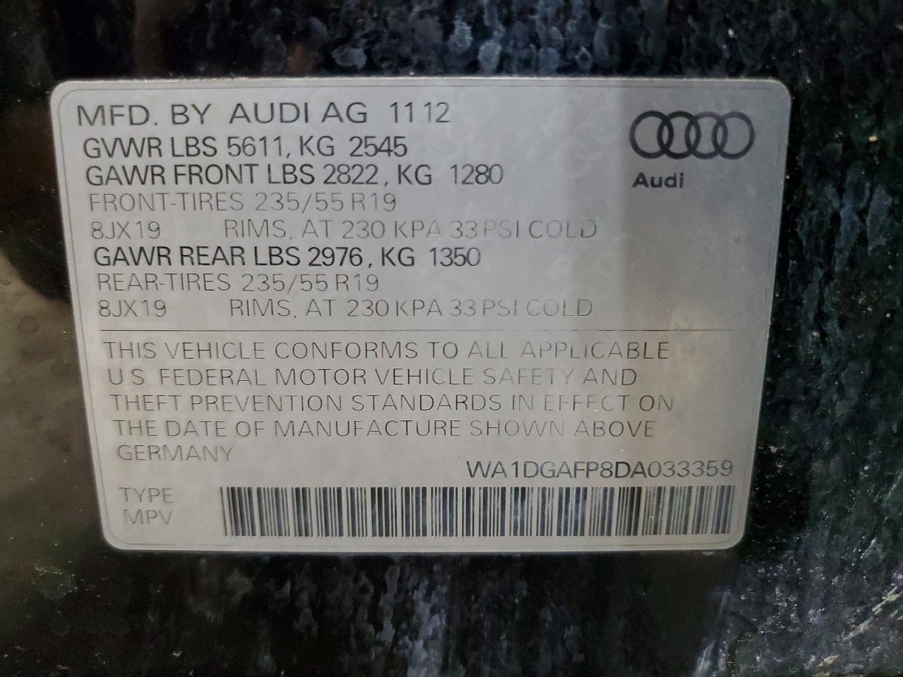 2013 Audi Q5 Premium Plus Black vin: WA1DGAFP8DA033359