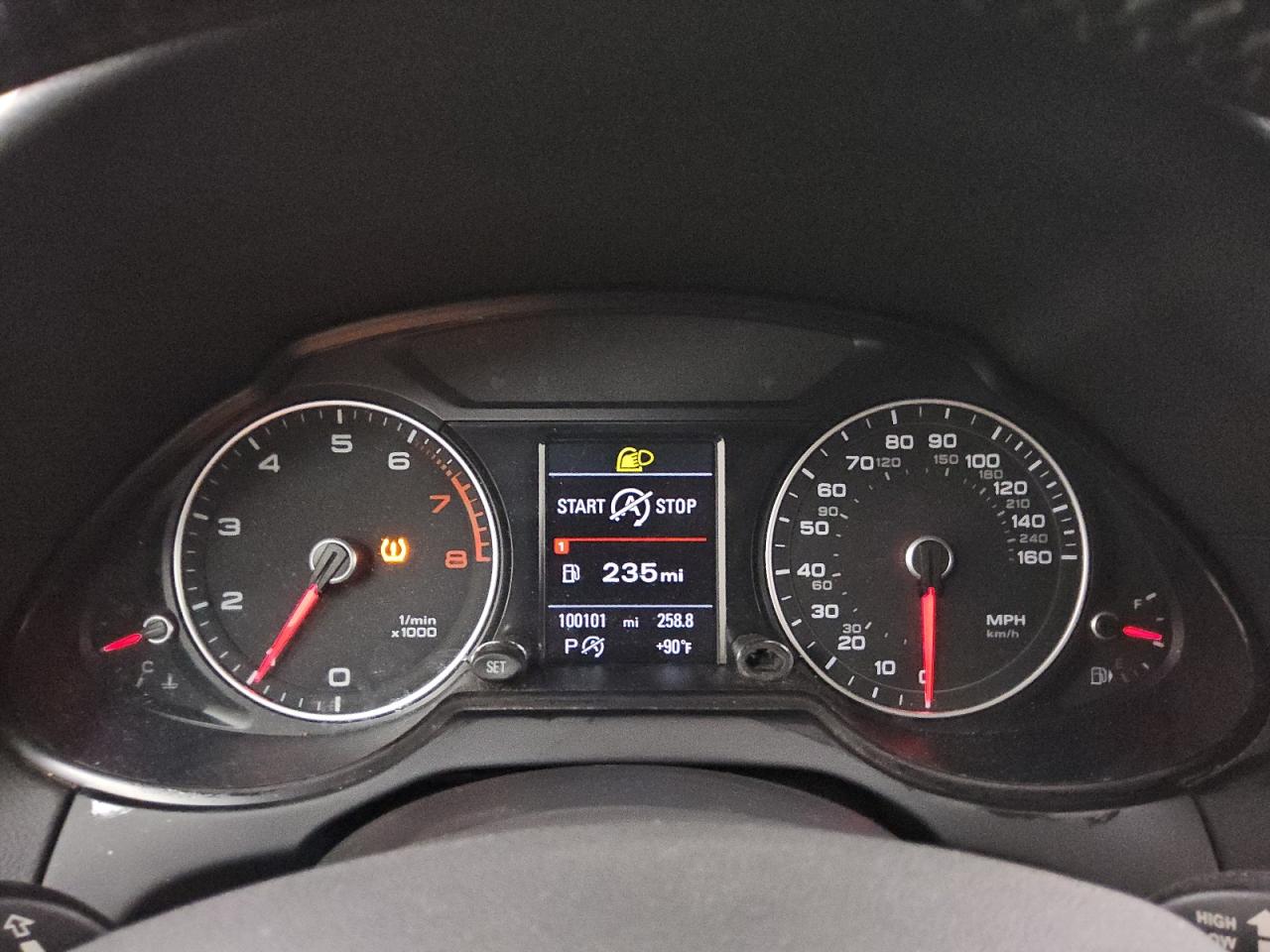 2014 Audi Q5 Premium Plus Blue vin: WA1DGAFP8EA062071 Damage: Warning - Tire Pressure, On, Unacceptable
