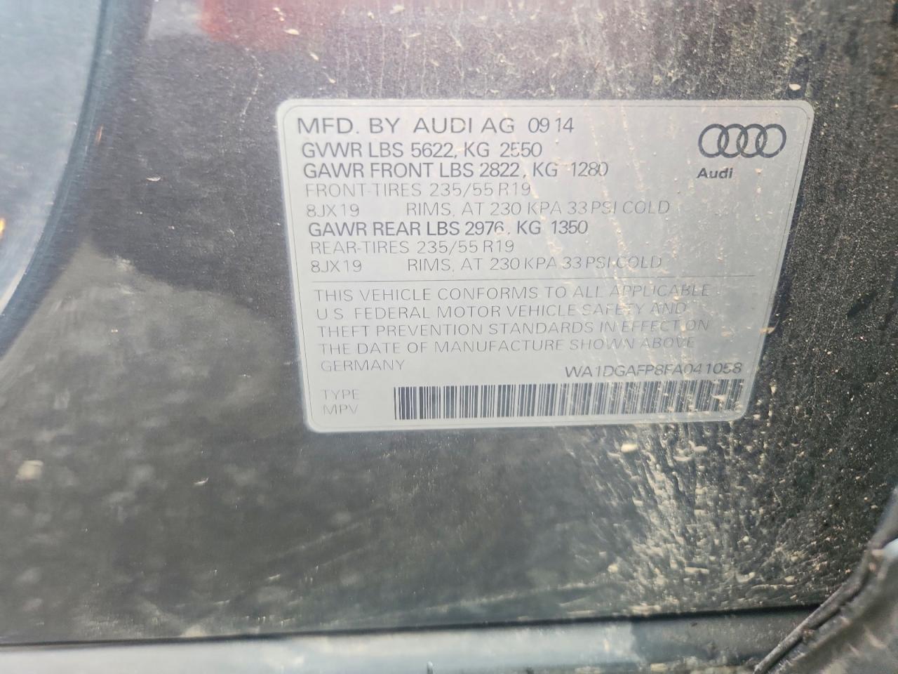 2015 Audi Q5 Premium Plus Gray vin: WA1DGAFP8FA041058