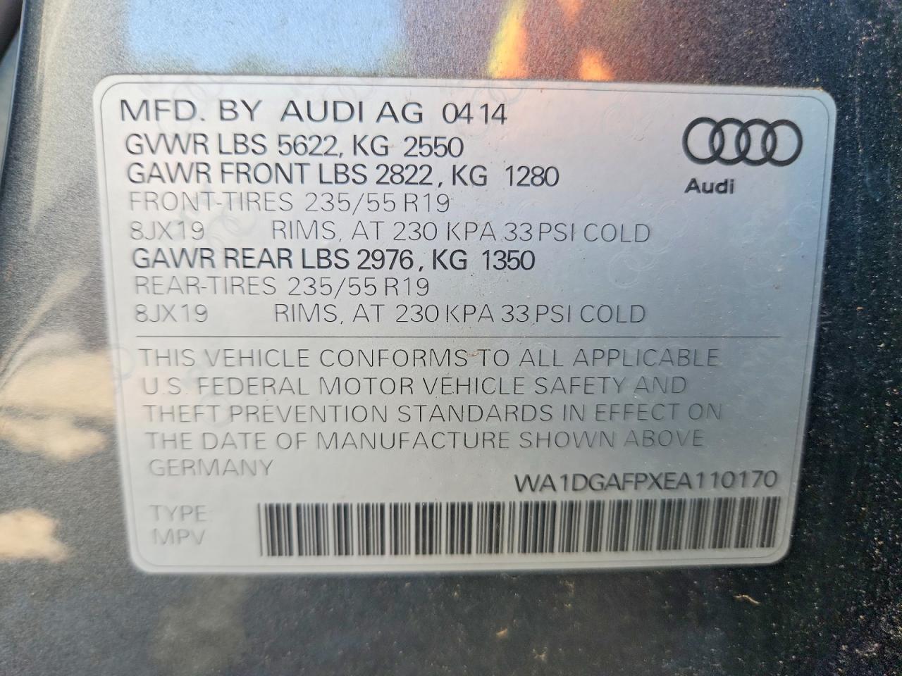 2014 Audi Q5 Premium Plus Gray vin: WA1DGAFPXEA110170