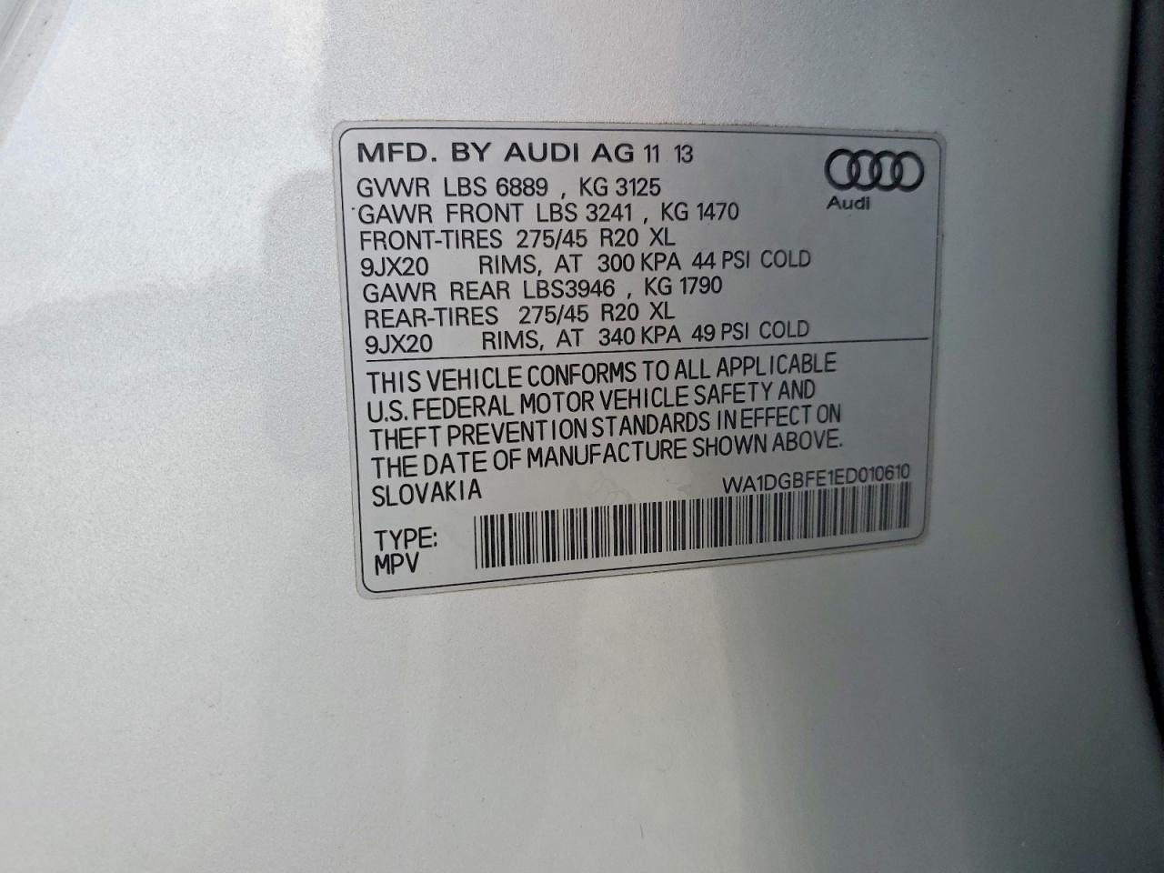 2014 Audi Q7 Prestige Silver vin: WA1DGBFE1ED010610