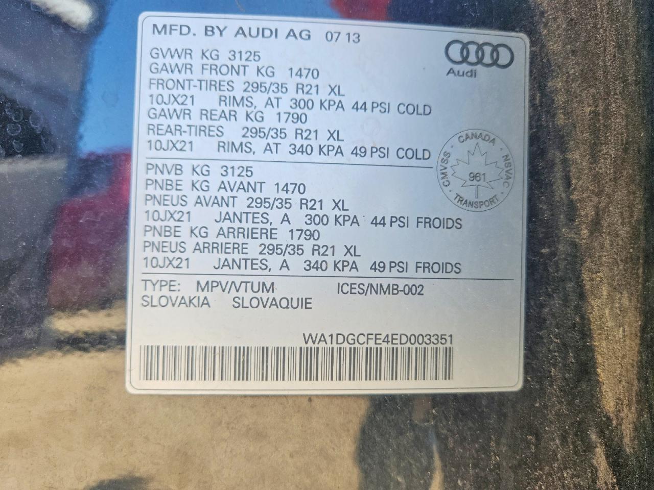 2014 Audi Q7 Prestige Black vin: WA1DGCFE4ED003351