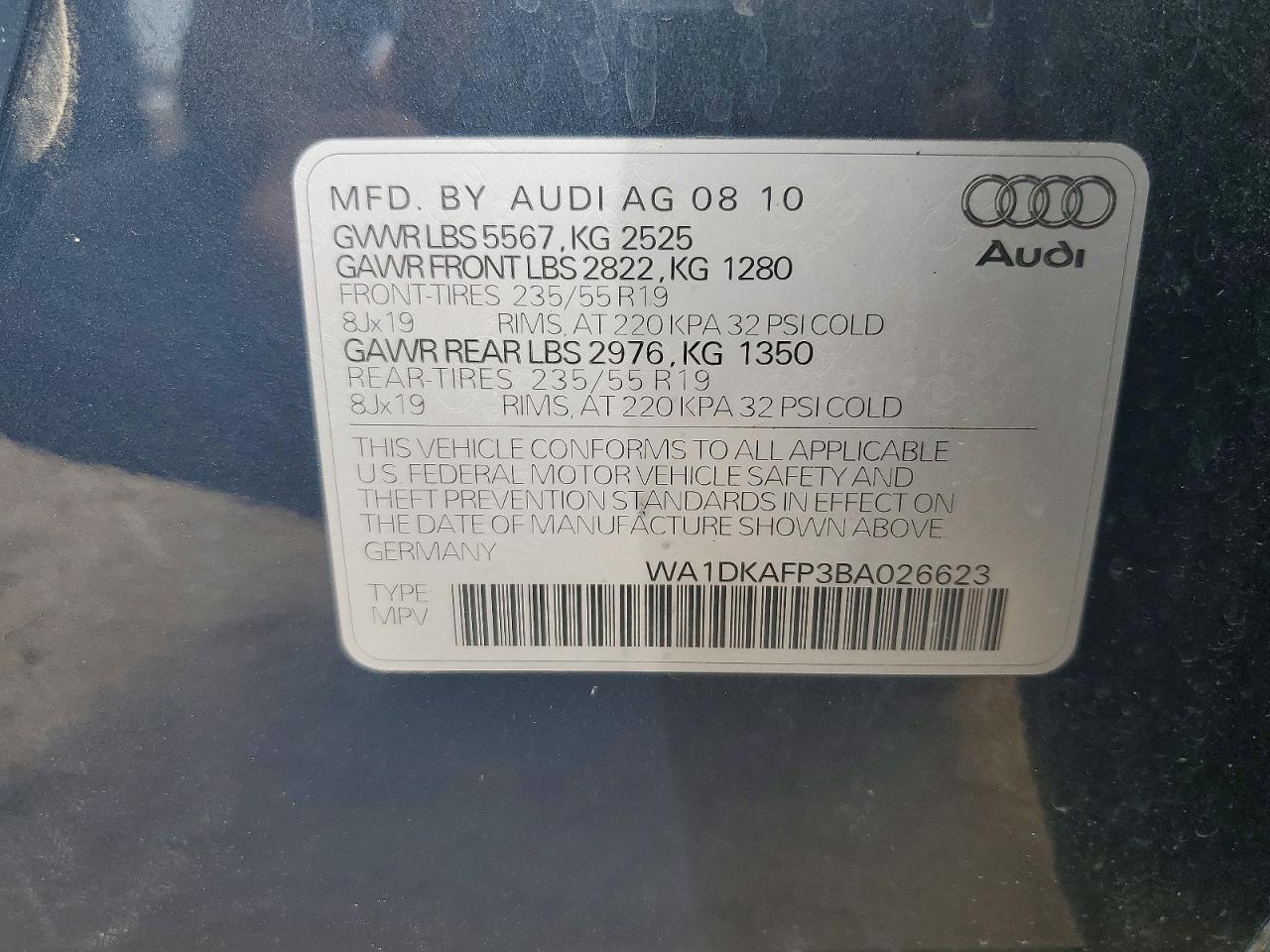 2011 Audi Q5 Premium Plus Gray vin: WA1DKAFP3BA026623