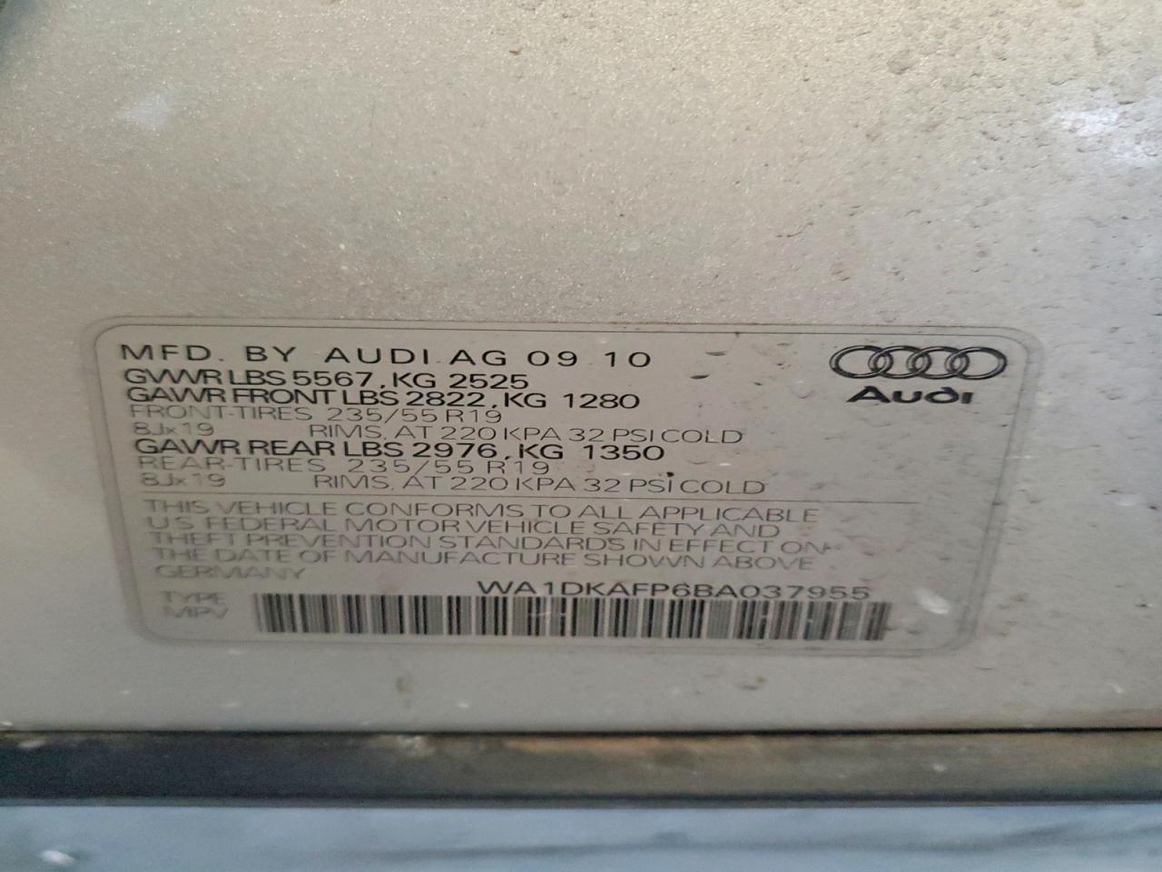 2011 Audi Q5 Premium Plus Gray vin: WA1DKAFP6BA037955