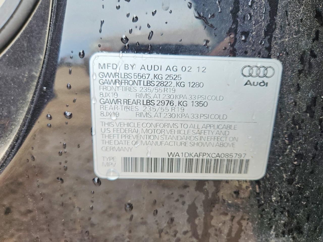 2012 Audi Q5 Premium Plus Black vin: WA1DKAFPXCA085797