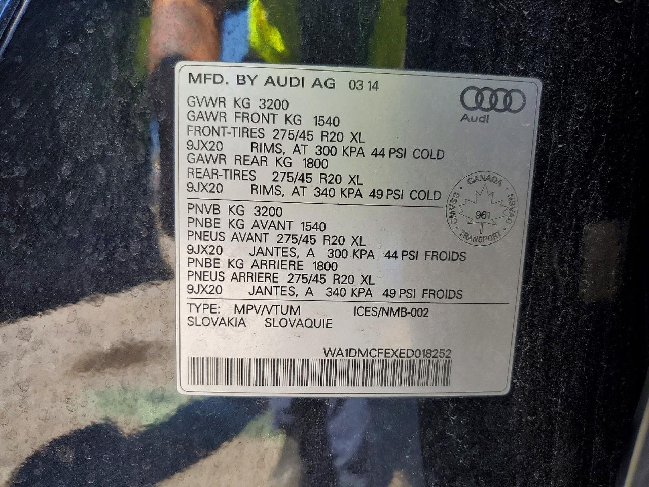 2014 Audi Q7 Prestige Black vin: WA1DMCFEXED018252