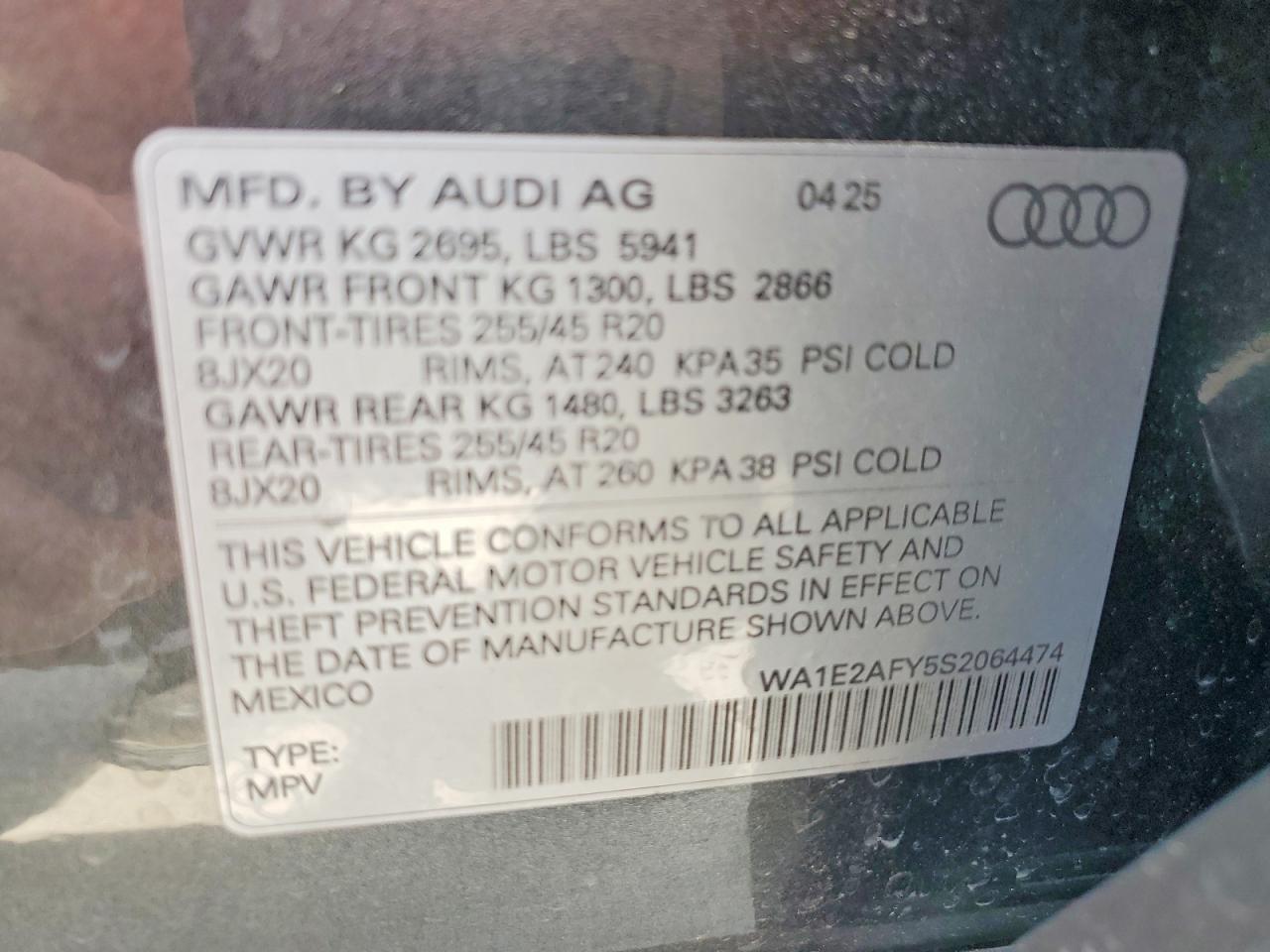 2025 Audi Q5 E Premium Plus 55 Gray vin: WA1E2AFY5S2064474