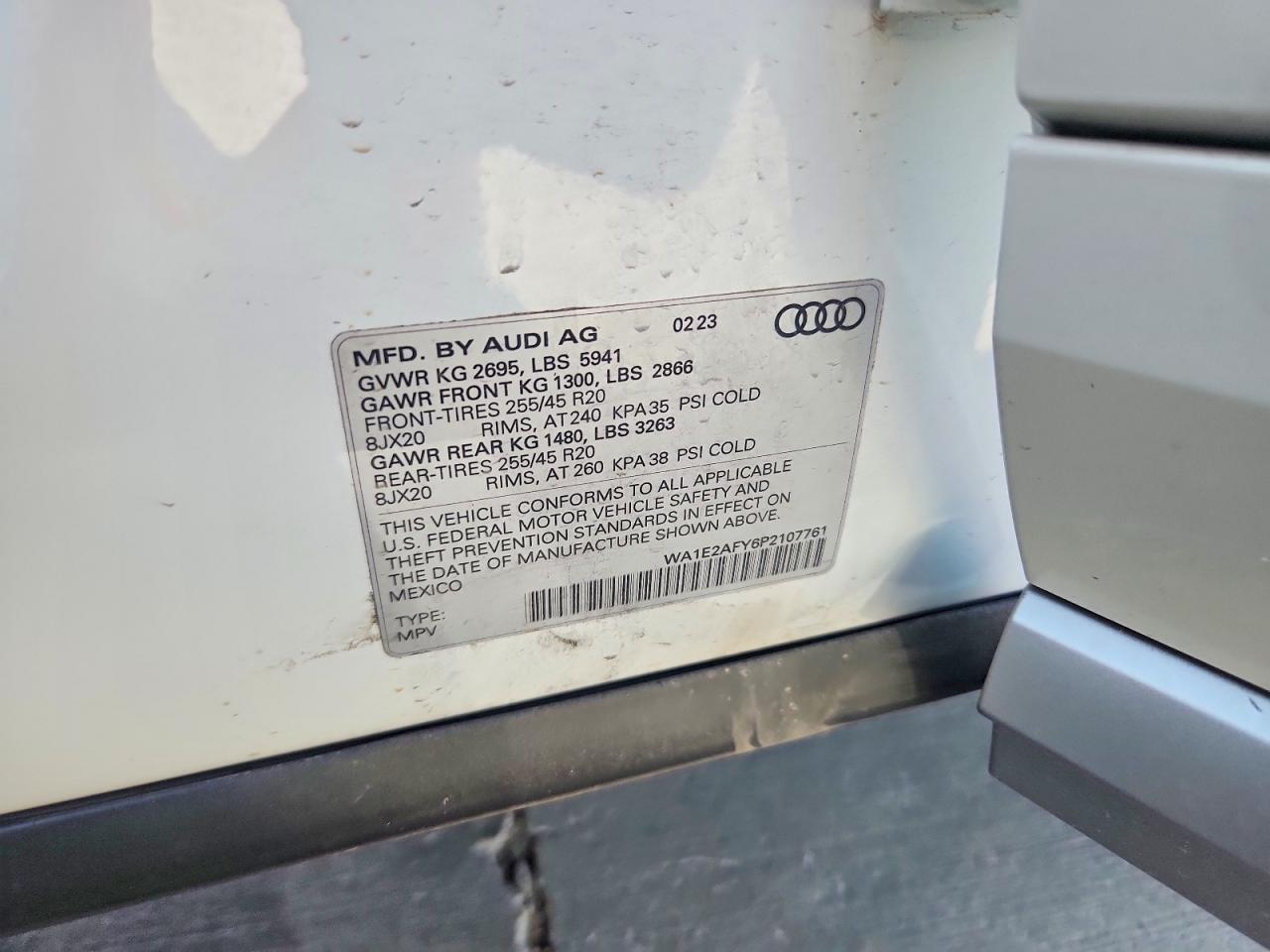 2023 Audi Q5 E White vin: WA1E2AFY6P2107761