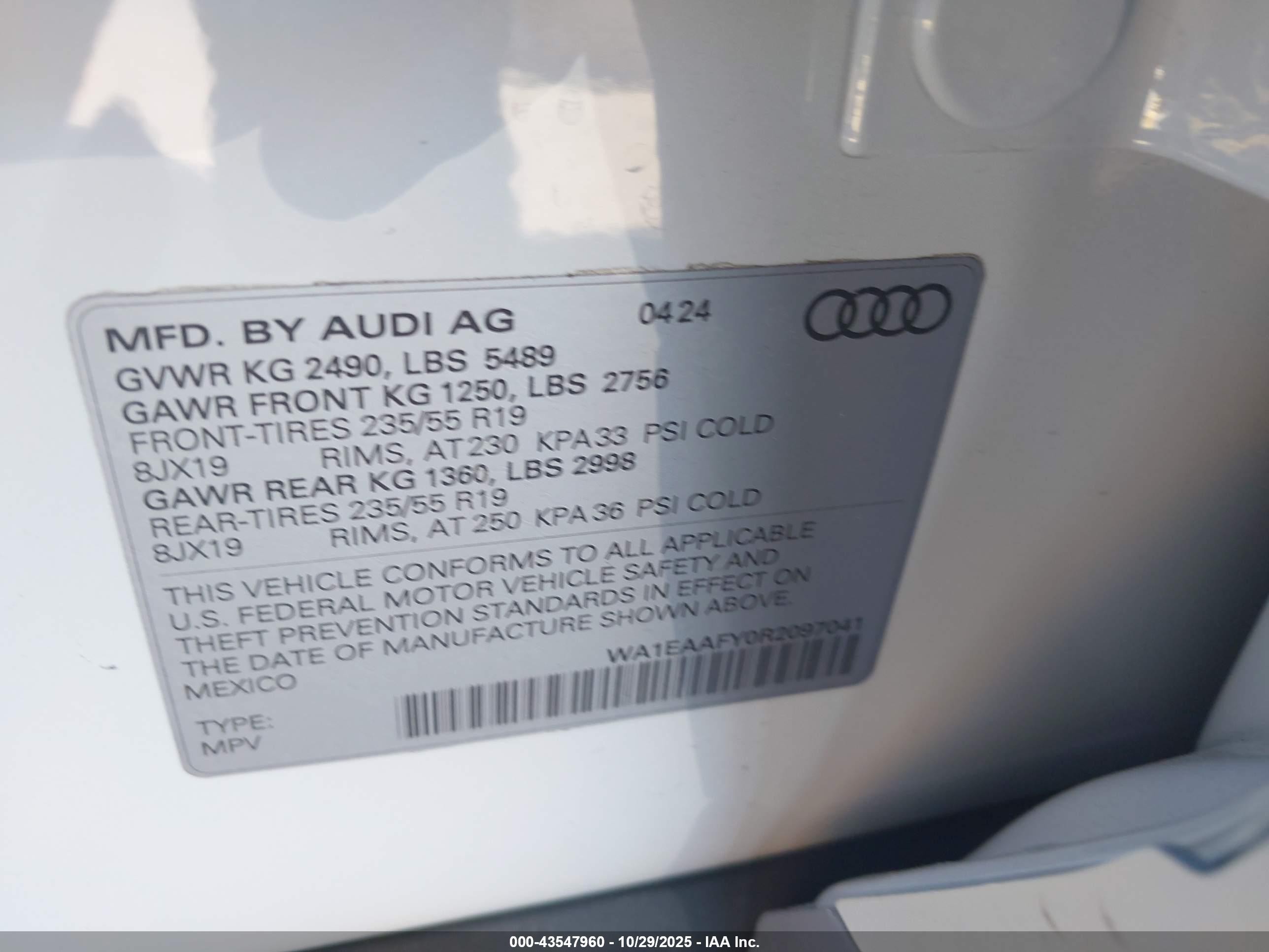 2024 Audi Q5 Premium Plus 45 Tfsi S Line Quattro White vin: WA1EAAFY0R2097041