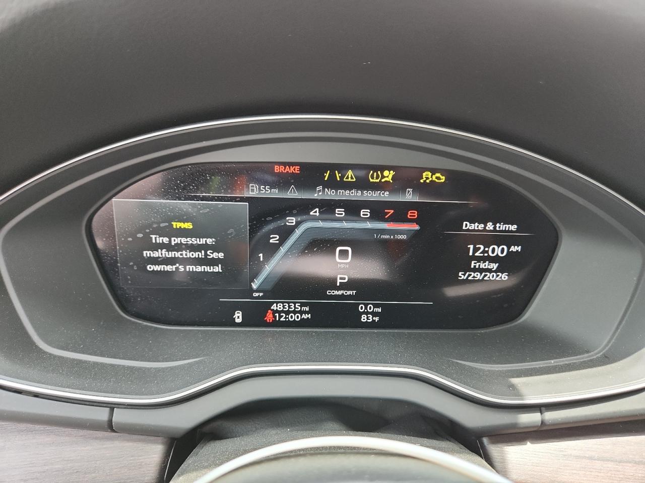 2024 Audi Q5 Premium Plus 45 Серый vin: WA1EAAFY9R2132403 Damage: Warning Light - Engine, On, Unacceptable