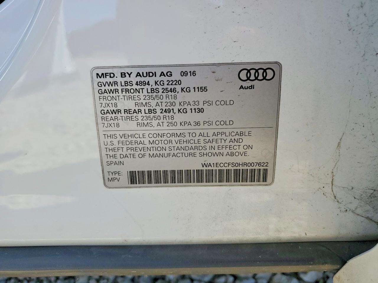 2017 Audi Q3 Premium White vin: WA1ECCFS0HR007622