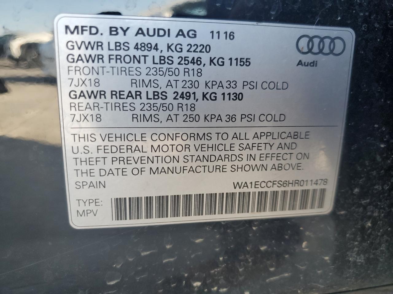2017 Audi Q3 Premium Black vin: WA1ECCFS6HR011478