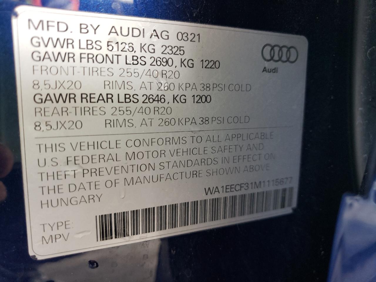 2021 Audi Q3 Premium Plus S-line Blue vin: WA1EECF31M1115677
