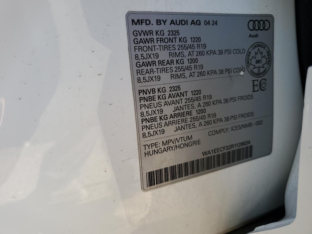 2024 Audi Q3 Premium Plus S Line 45 White vin: WA1EECF32R1128834
