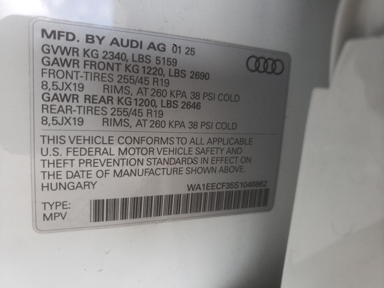 2025 Audi Q3 Premium Plus S Line 45 White vin: WA1EECF35S1046862