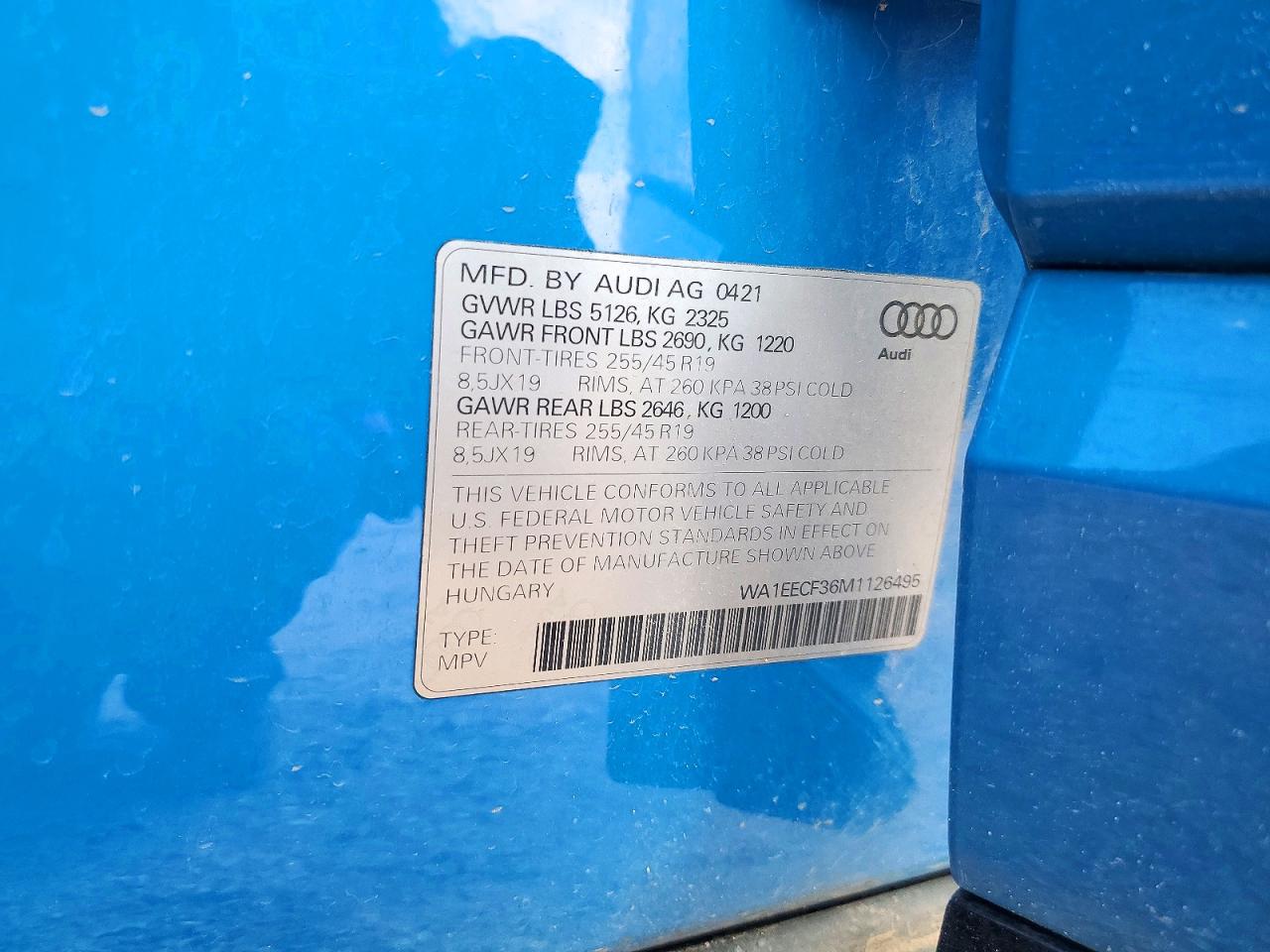 2021 Audi Q3 Premium Plus S Line 45 Blue vin: WA1EECF36M1126495