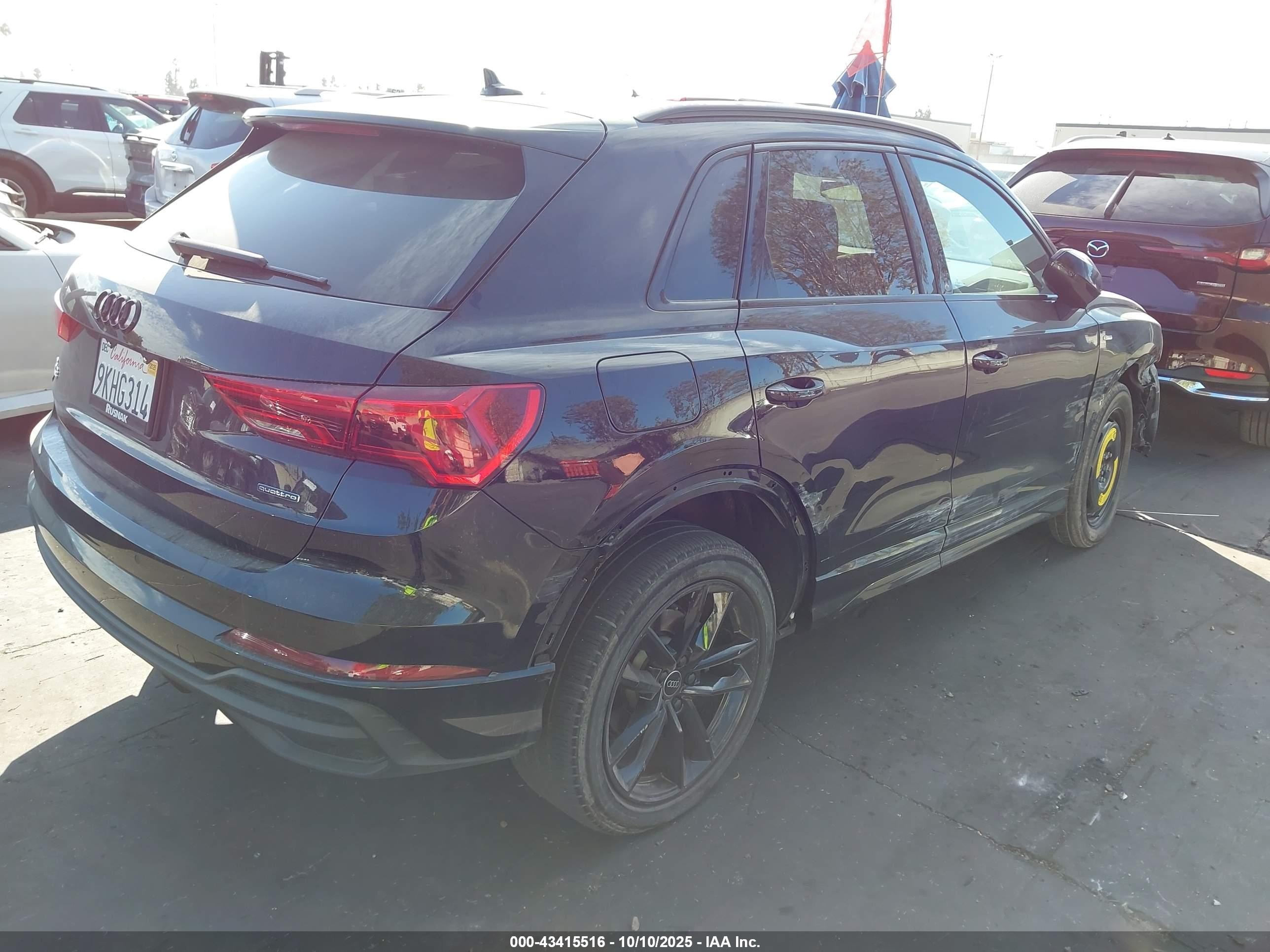 2024 Audi Q3 Premium Plus 45 Tfsi S Line Quattro Tiptronic Черный vin: WA1EECF38R1053279