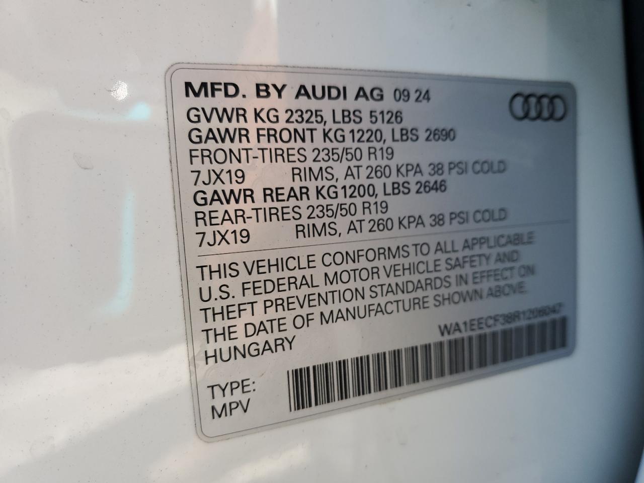 2024 Audi Q3 Premium Plus S Line 45 White vin: WA1EECF38R1206047