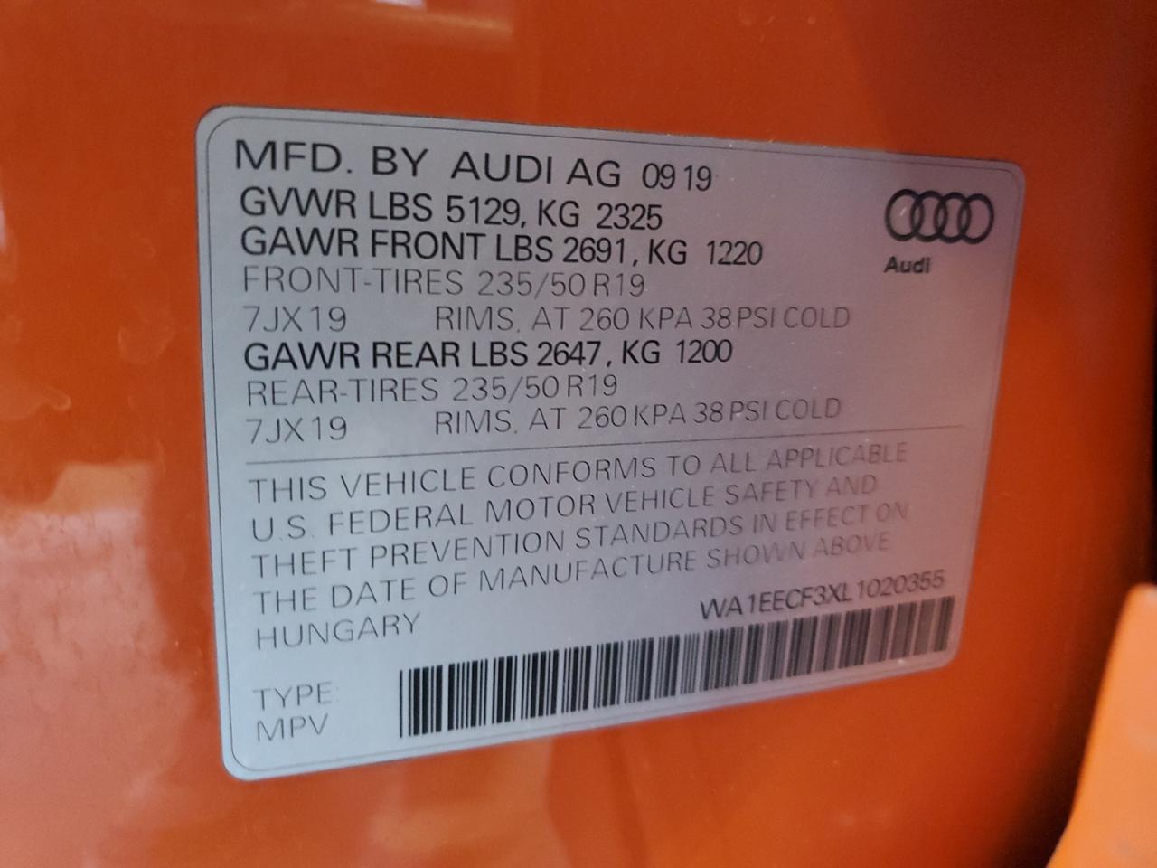 2020 Audi Q3 Premium Plus S-line Orange vin: WA1EECF3XL1020355
