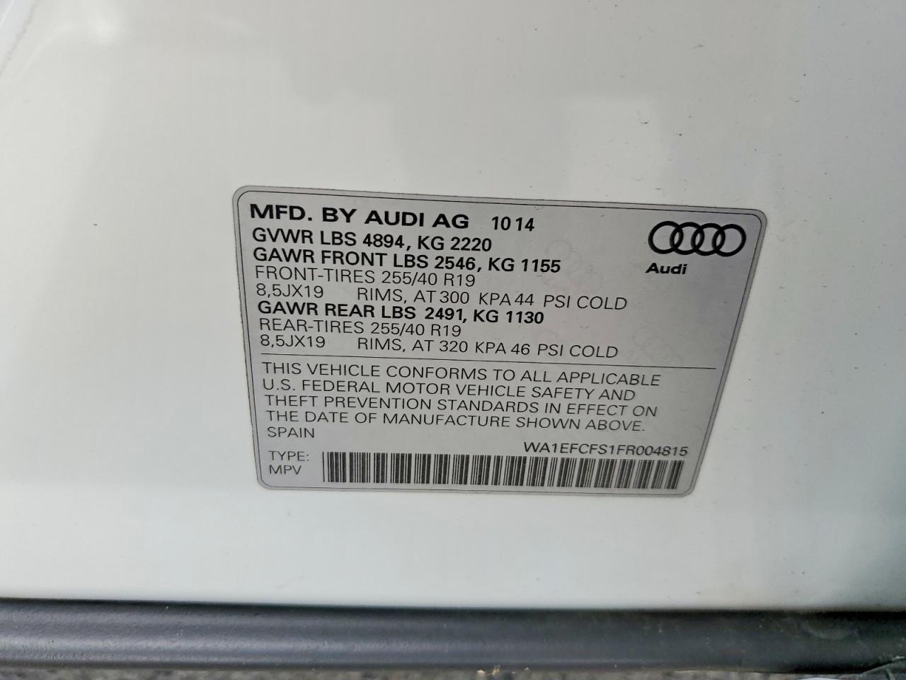 2015 Audi Q3 Premium Plus White vin: WA1EFCFS1FR004815