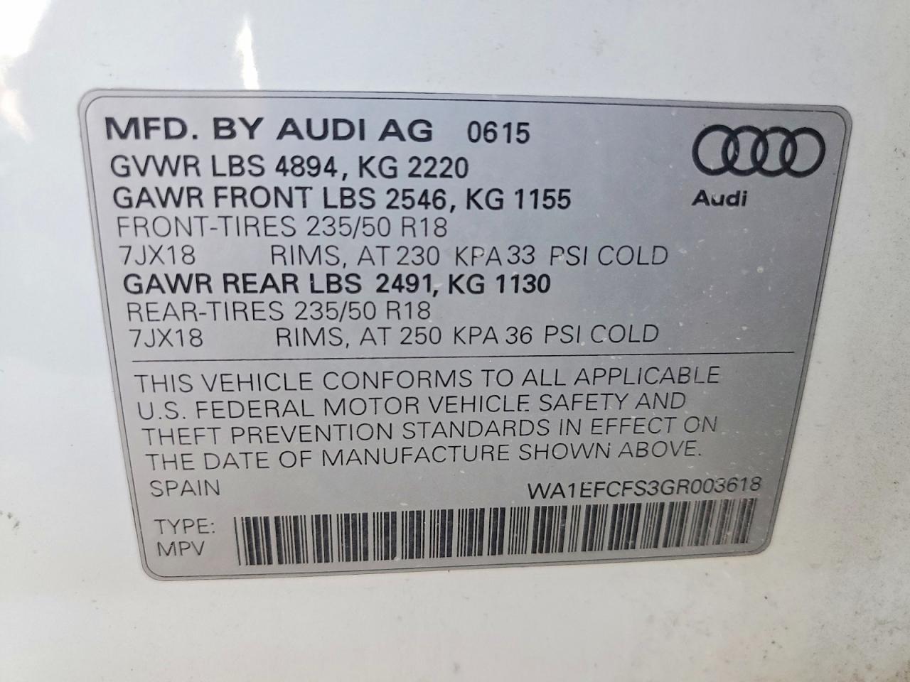 2016 Audi Q3 Premium Plus White vin: WA1EFCFS3GR003618