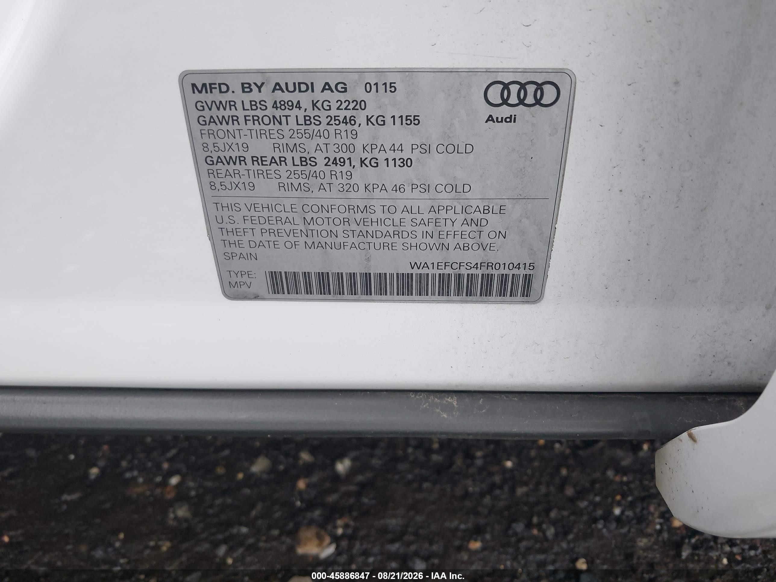 2015 Audi Q3 2.0t Premium Plus White vin: WA1EFCFS4FR010415