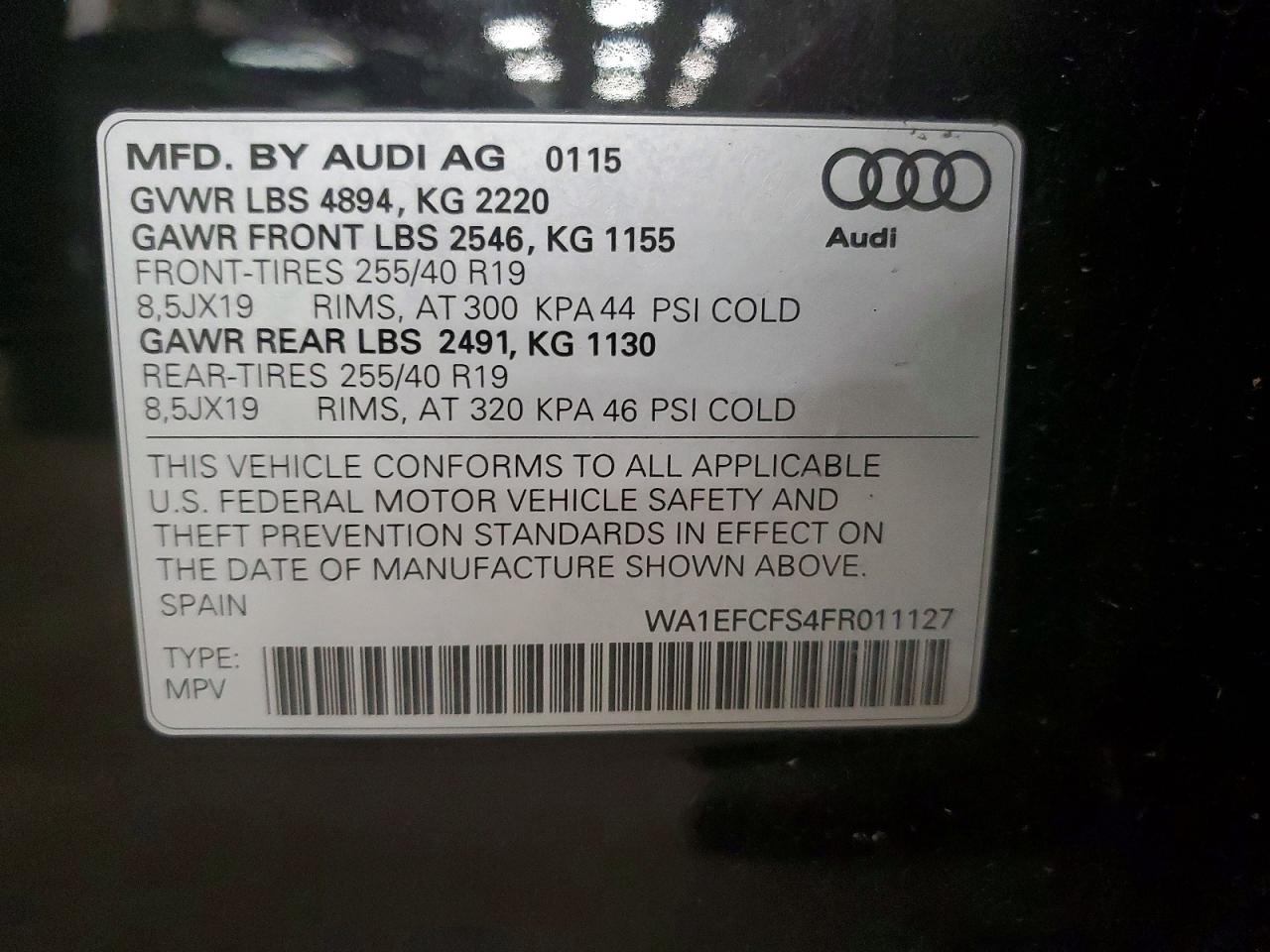 2015 Audi Q3 Premium Plus Black vin: WA1EFCFS4FR011127