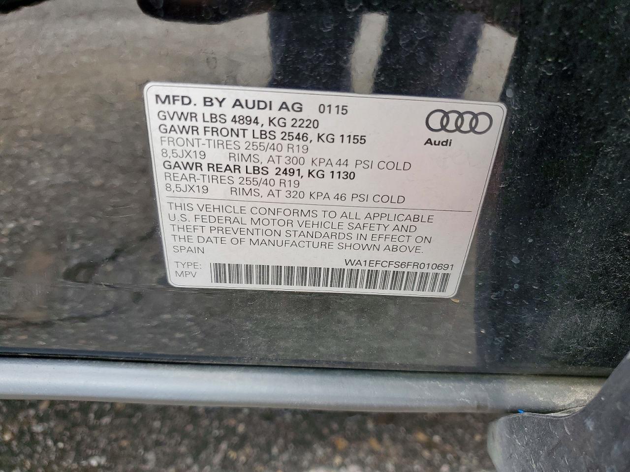 2015 Audi Q3 Premium Plus Black vin: WA1EFCFS6FR010691