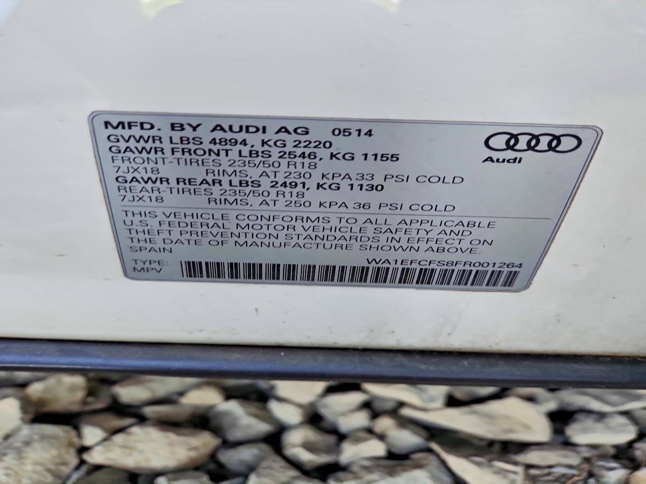 2015 Audi Q3 Premium Plus White vin: WA1EFCFS8FR001264