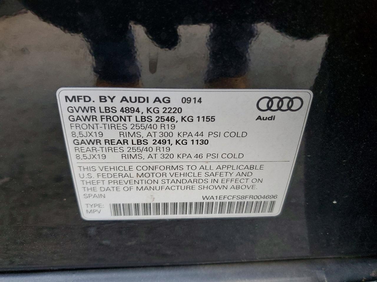 2015 Audi Q3 Premium Plus Black vin: WA1EFCFS8FR004696