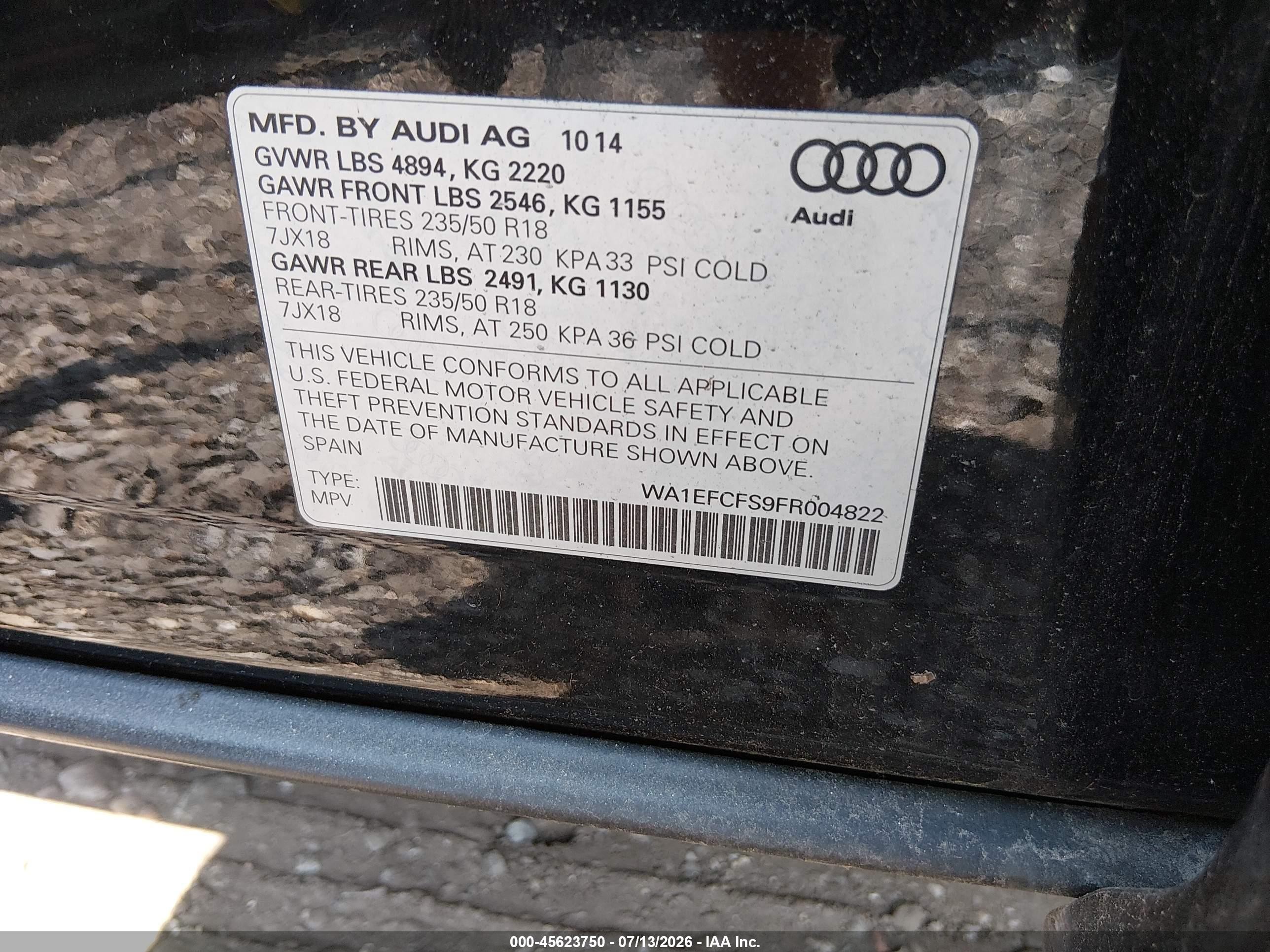 2015 Audi Q3 2.0t Premium Plus Black vin: WA1EFCFS9FR004822