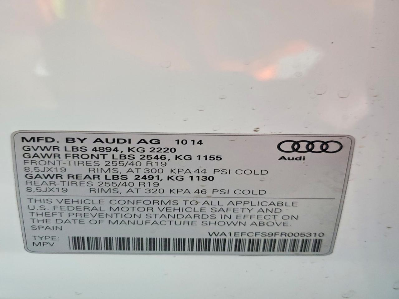 2015 Audi Q3 Premium Plus White vin: WA1EFCFS9FR005310