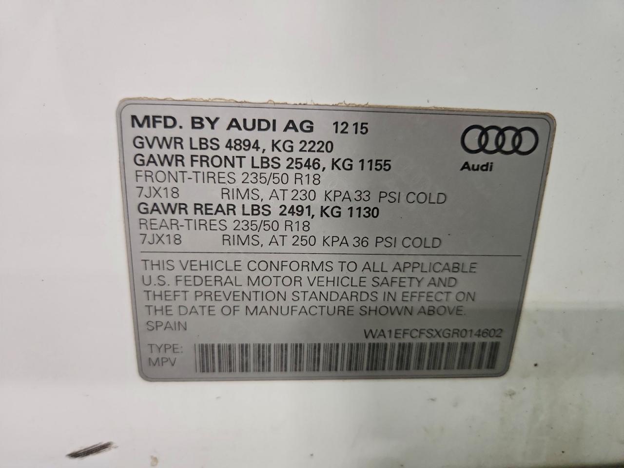 2016 Audi Q3 Premium Plus White vin: WA1EFCFSXGR014602