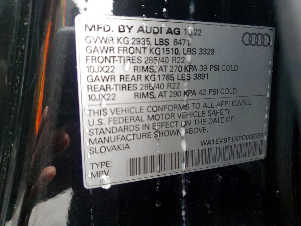 2023 Audi Q8 Premium Plus S-line Black vin: WA1EVBF1XPD008350
