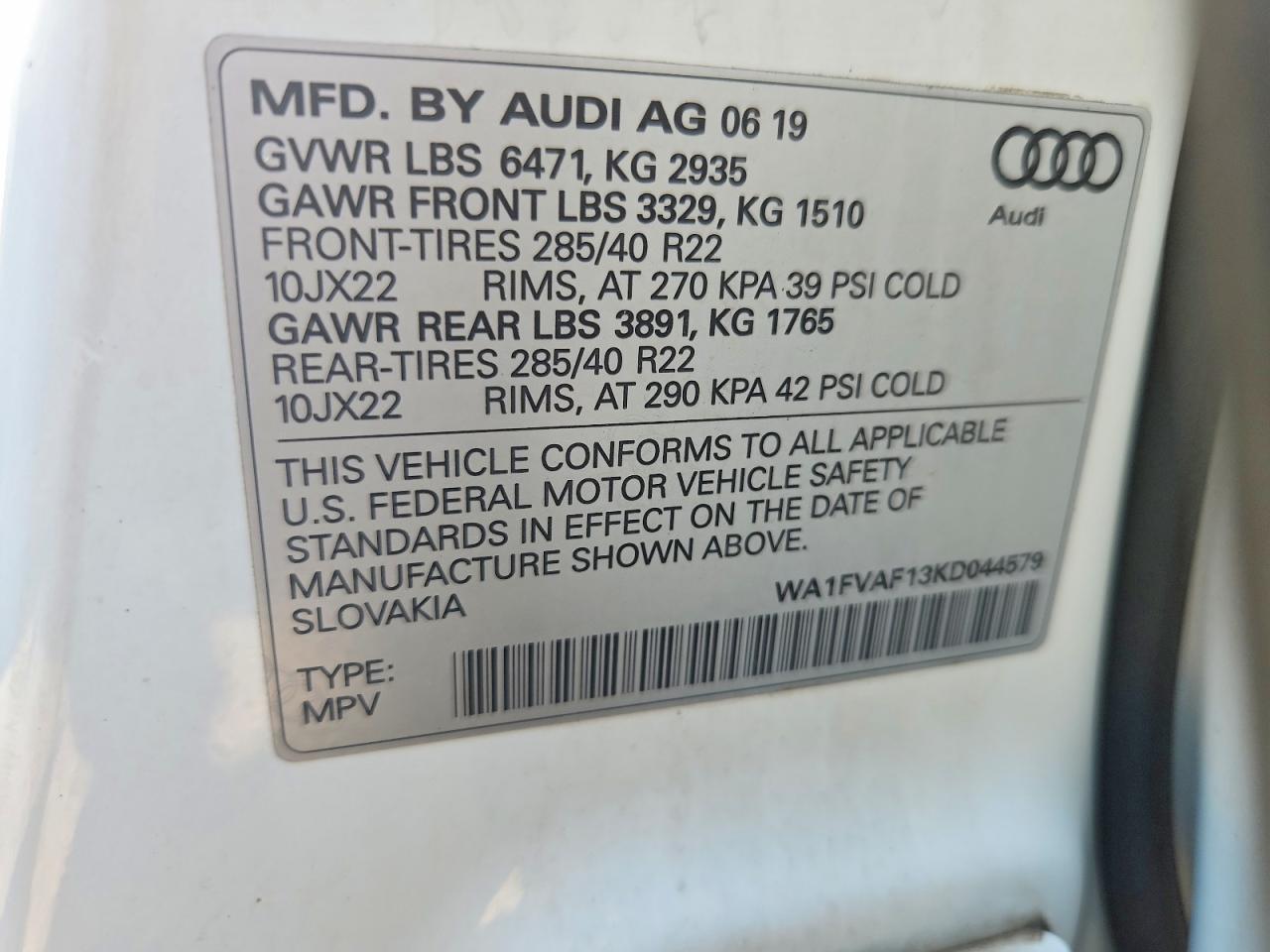 2019 Audi Q8 Prestige S-line White vin: WA1FVAF13KD044579