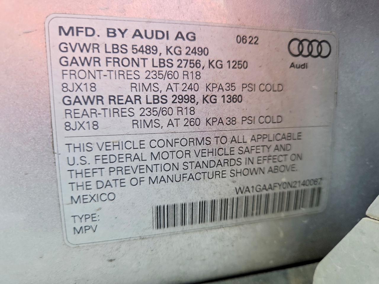 2022 Audi Q5 Premium 45 Silver vin: WA1GAAFY0N2140067
