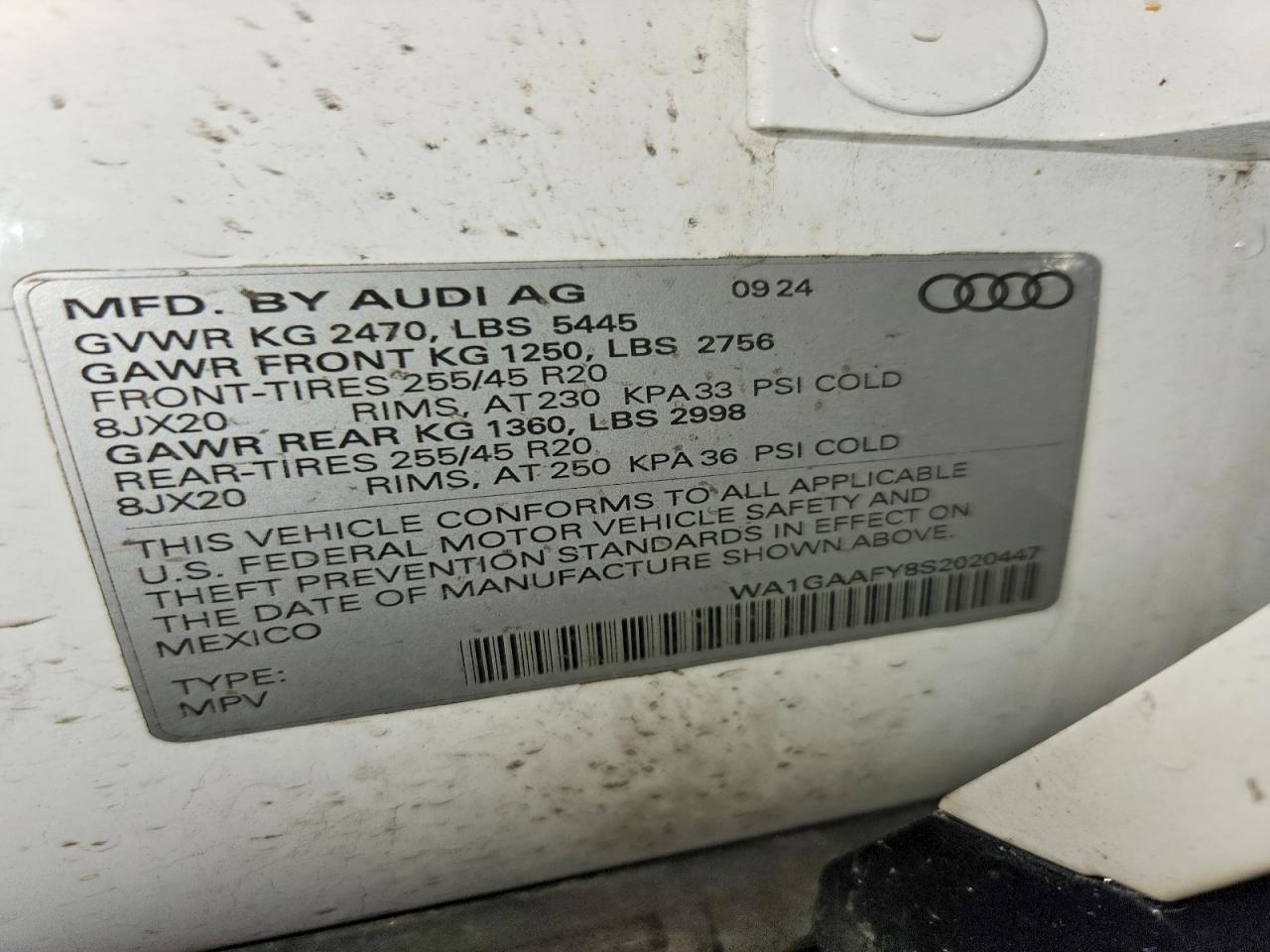 2025 Audi Q5 Premium 45 White vin: WA1GAAFY8S2020447
